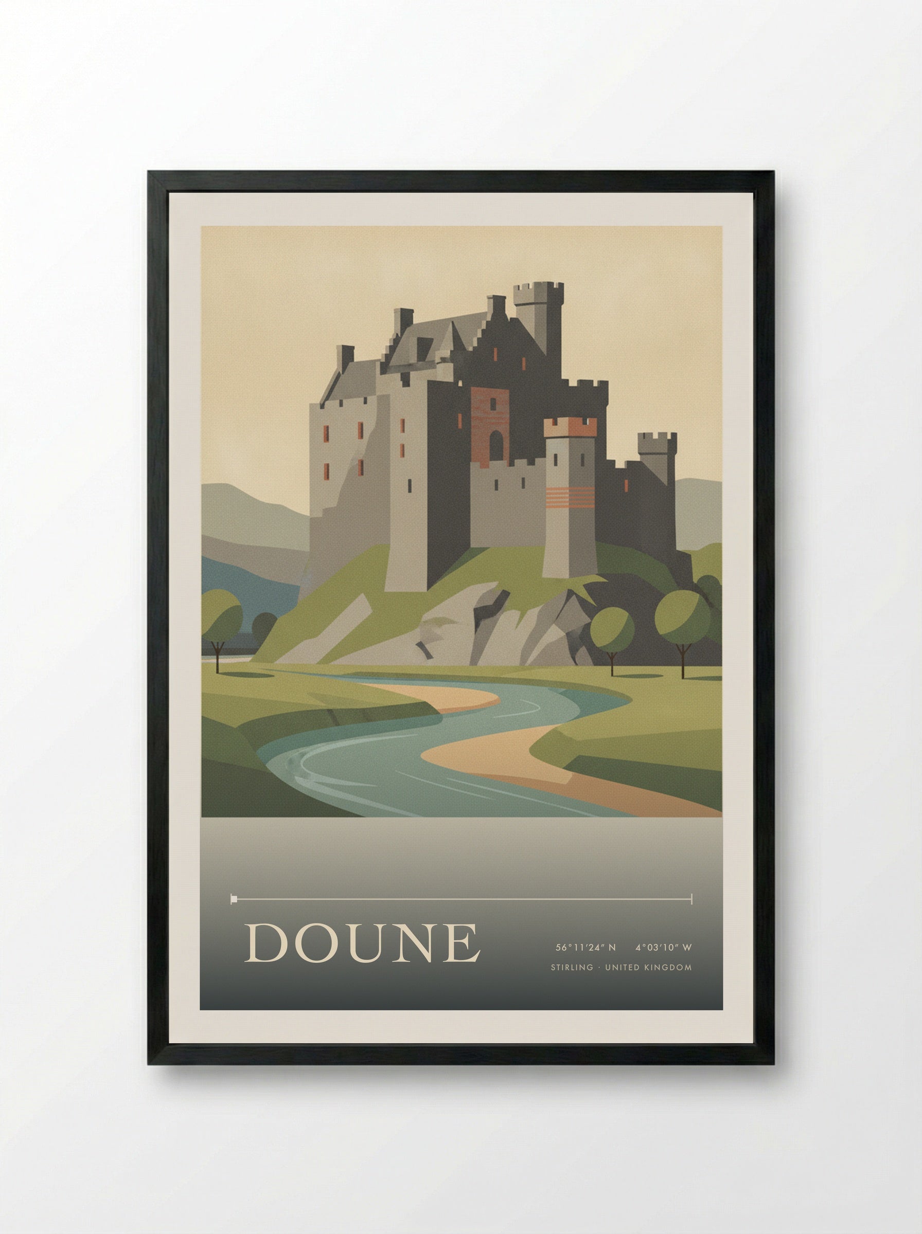 Doune Stirling United Kingdom Travel Poster - Framed Print Black