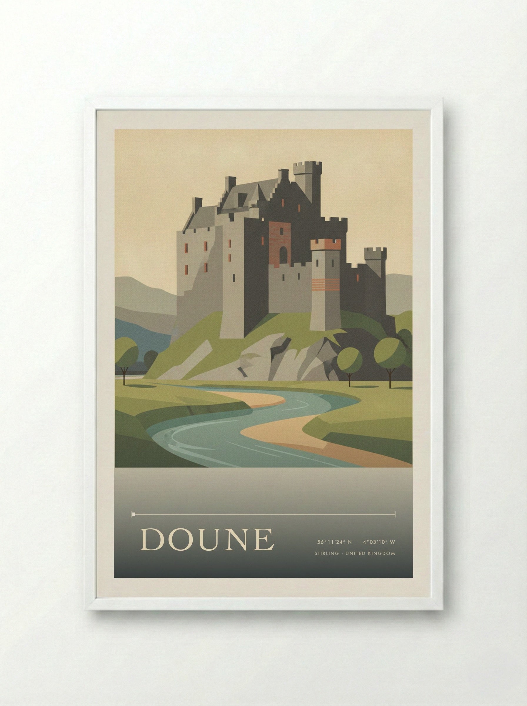 Doune Stirling United Kingdom Travel Poster - Framed Print White