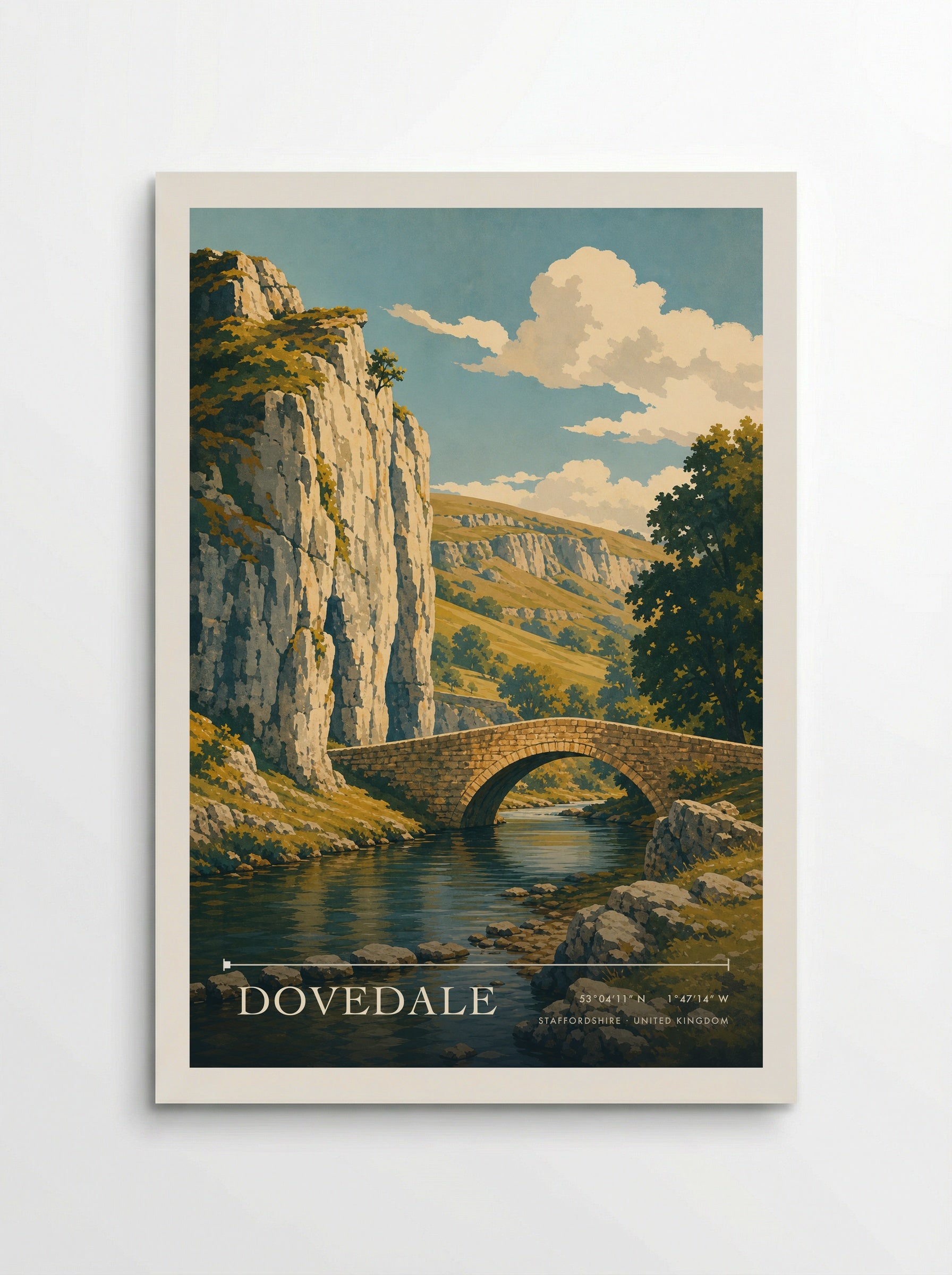 Dovedale Staffordshire United Kingdom Travel Poster - Poster