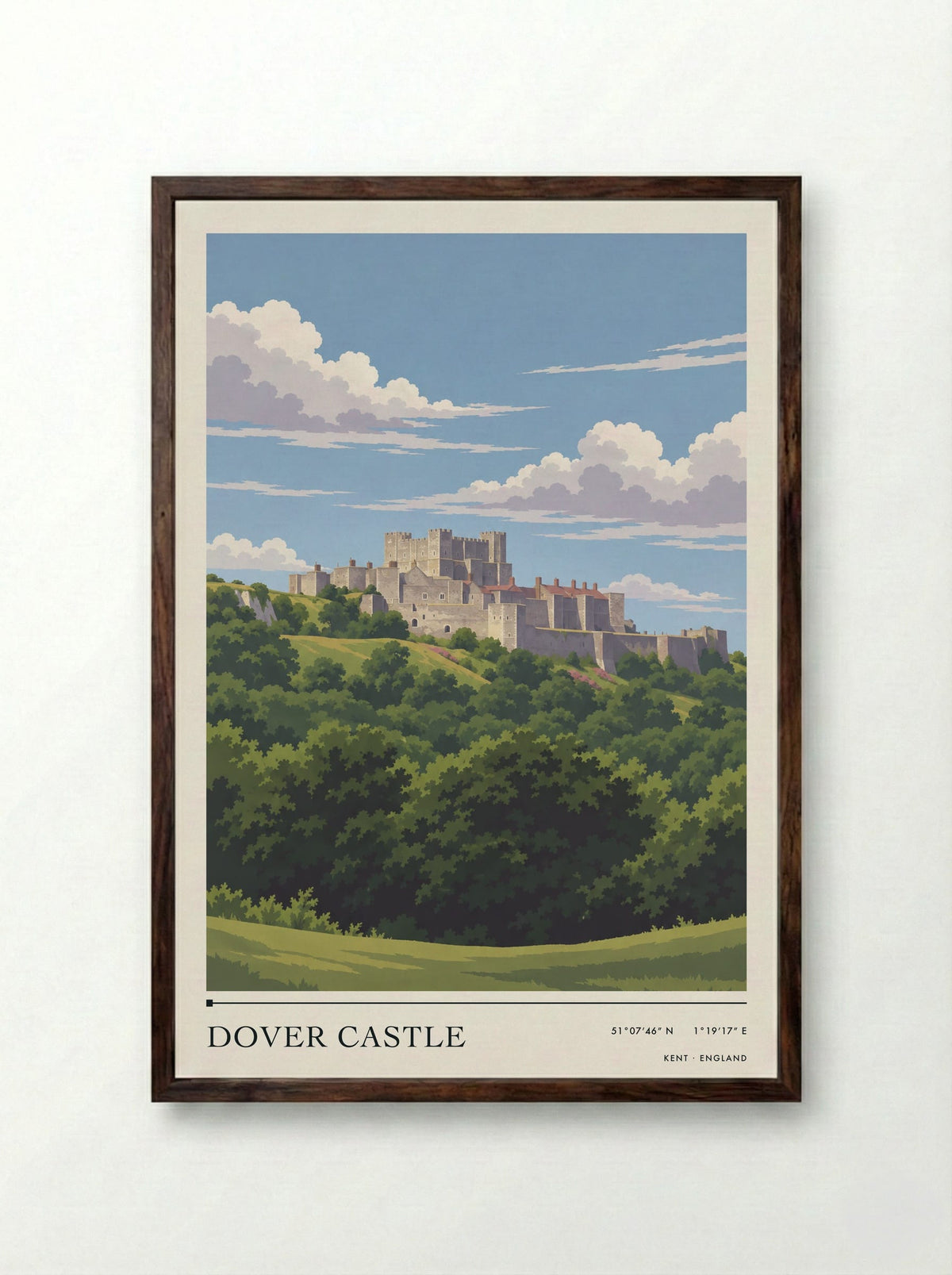Dover Castle, Kent | Travel Poster - Framed Print Dark Wood
