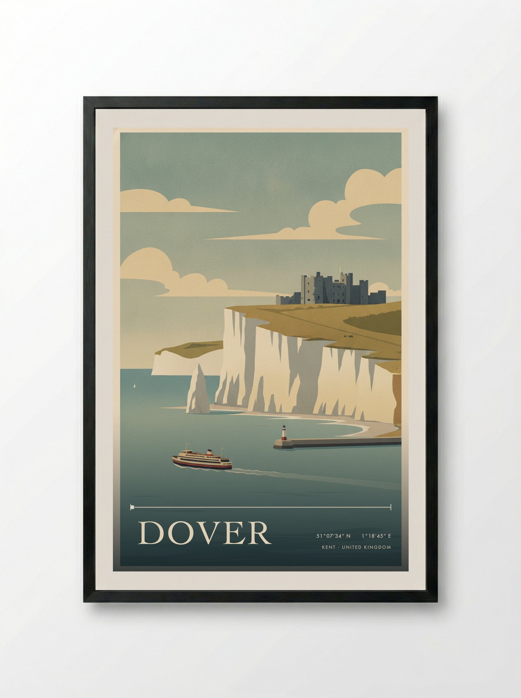 Dover Kent United Kingdom Travel Poster - Framed Print Black
