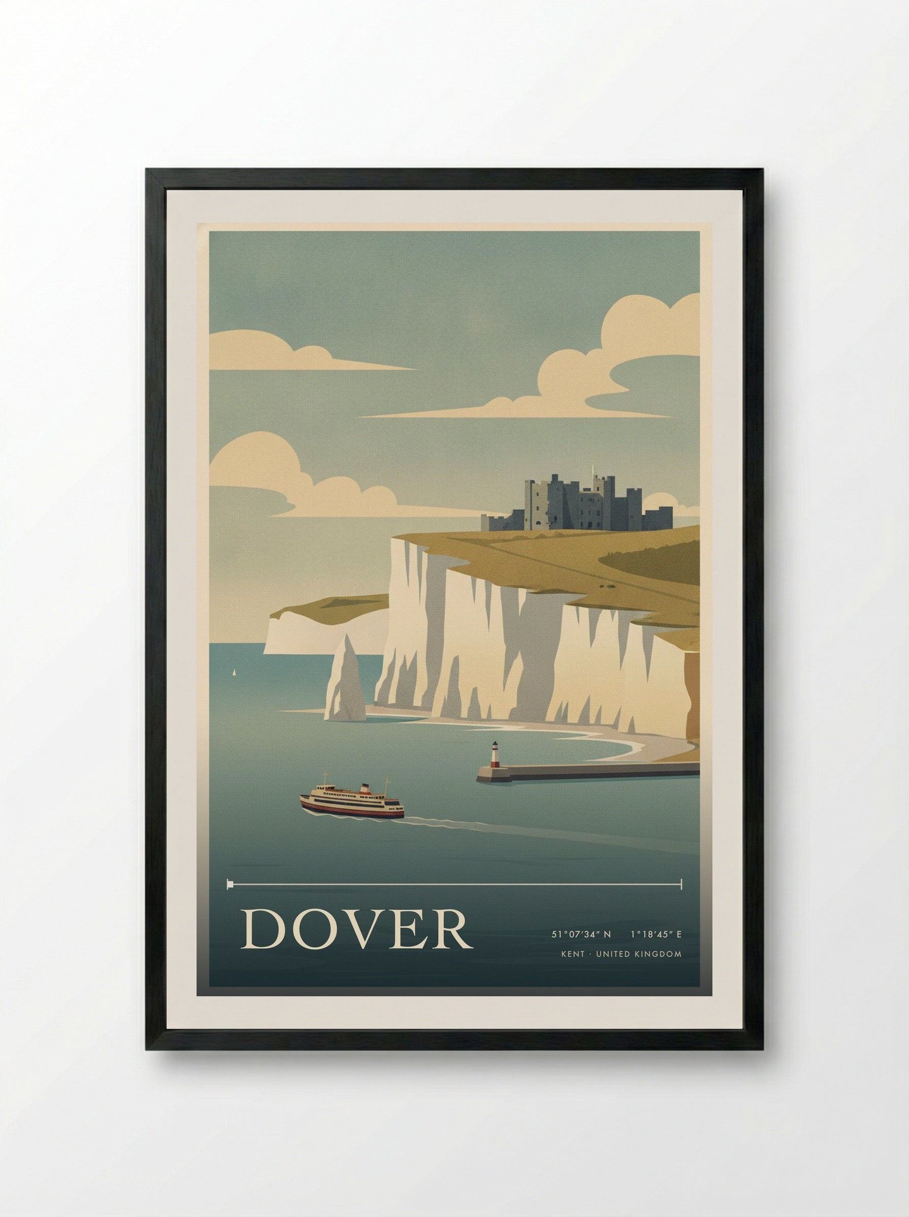 Dover Kent United Kingdom Travel Poster - Framed Print Black