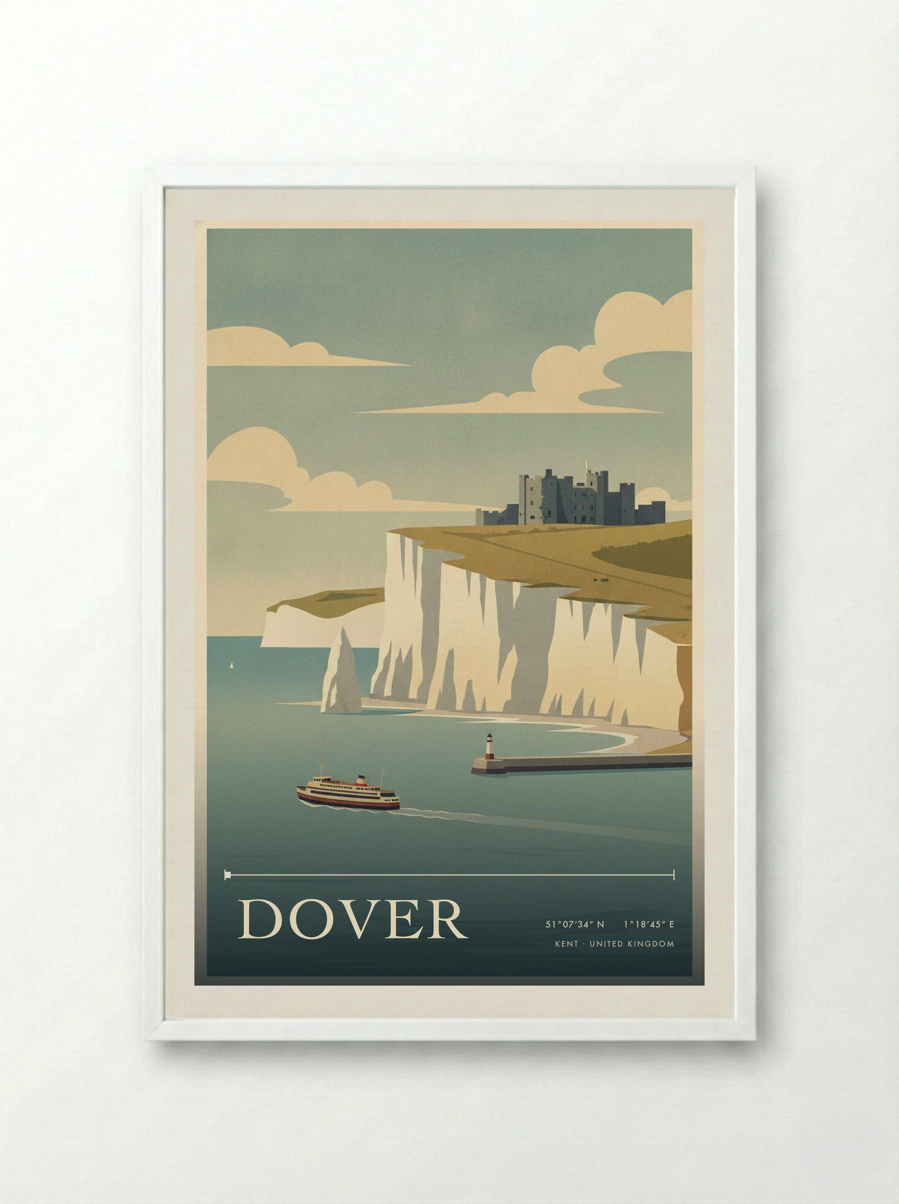 Dover Kent United Kingdom Travel Poster - Framed Print White