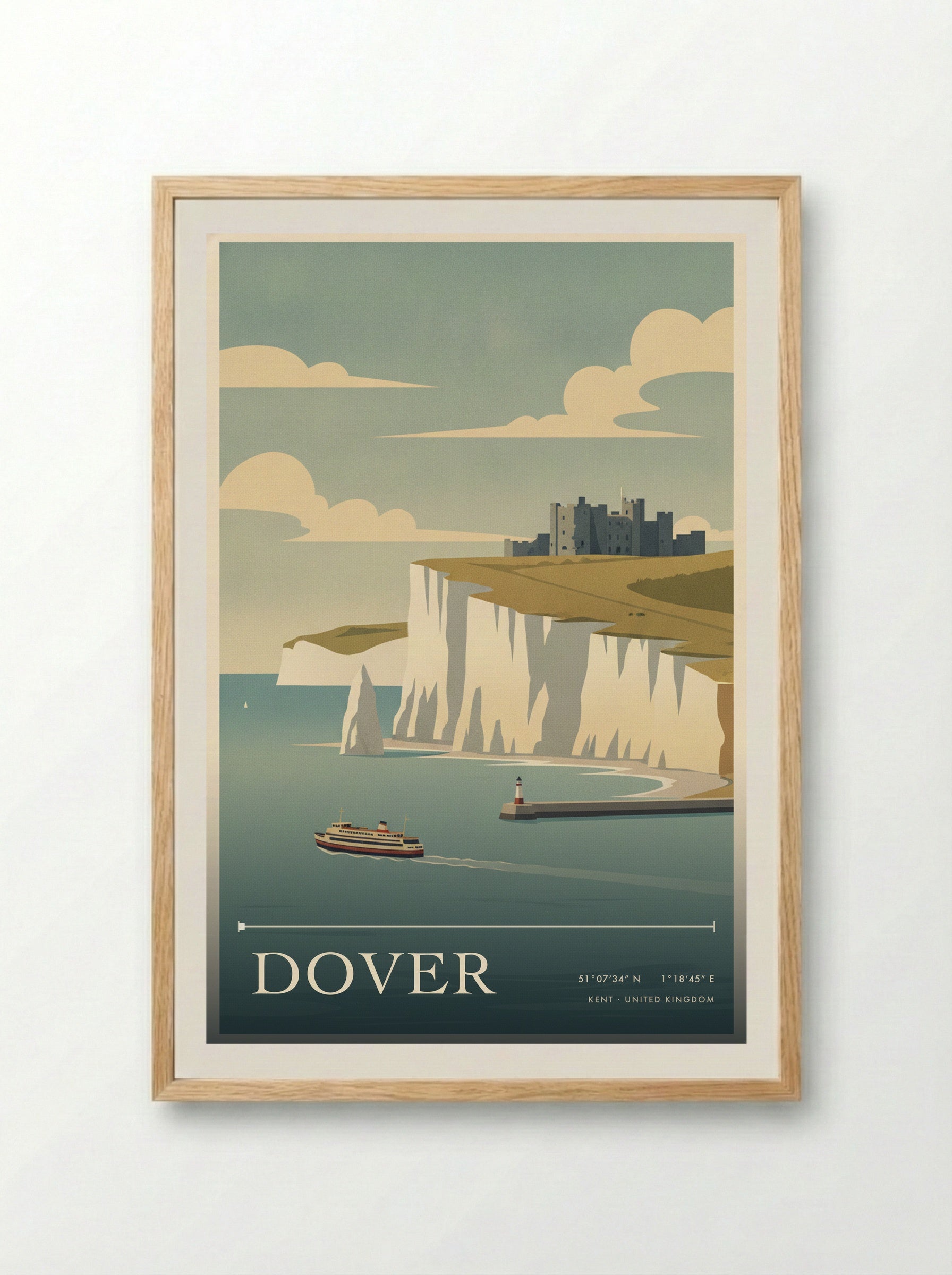Dover Kent United Kingdom Travel Poster - Framed Print Wood