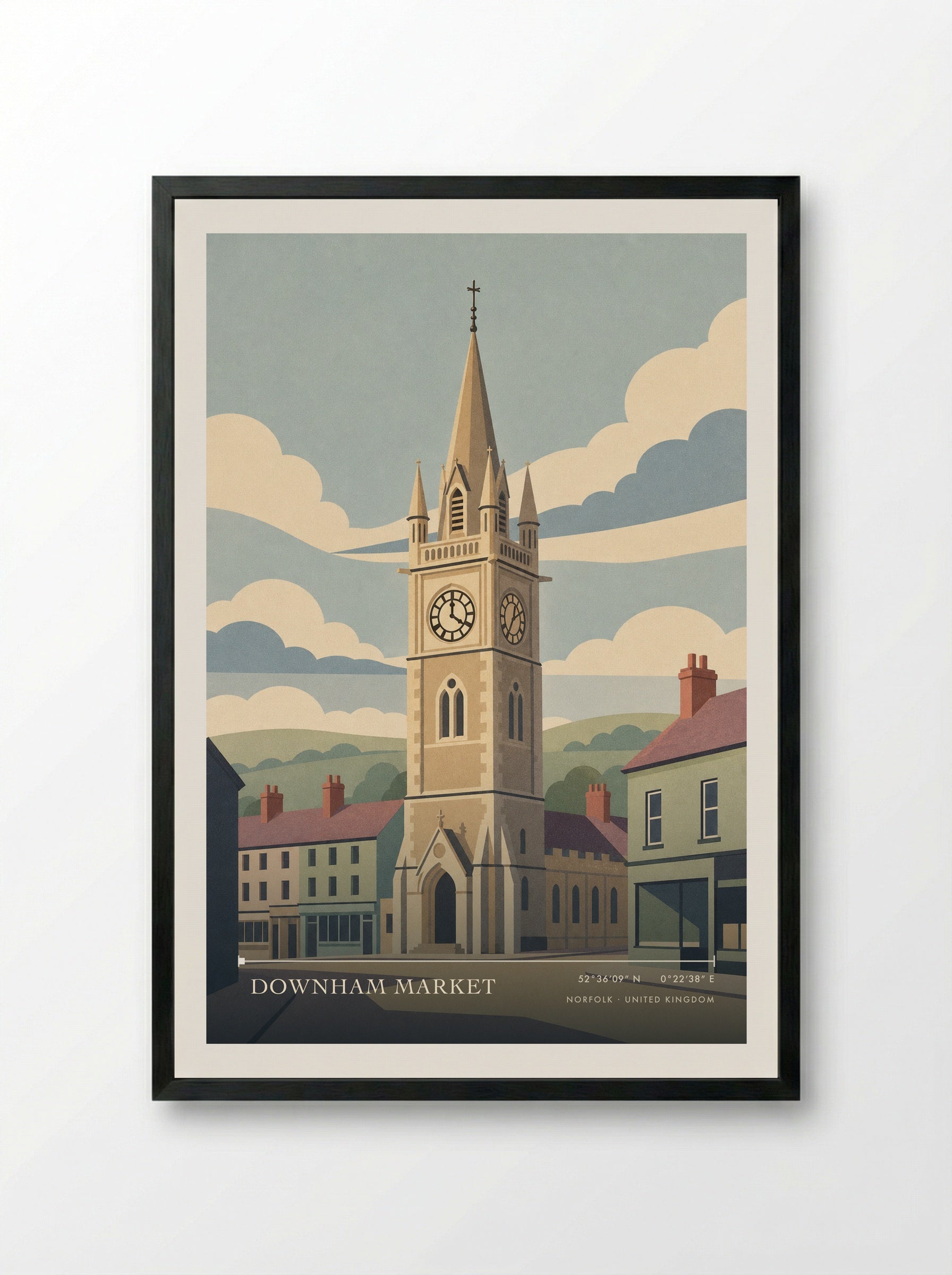 Downham Market Norfolk United Kingdom Travel Poster - Framed Print Black