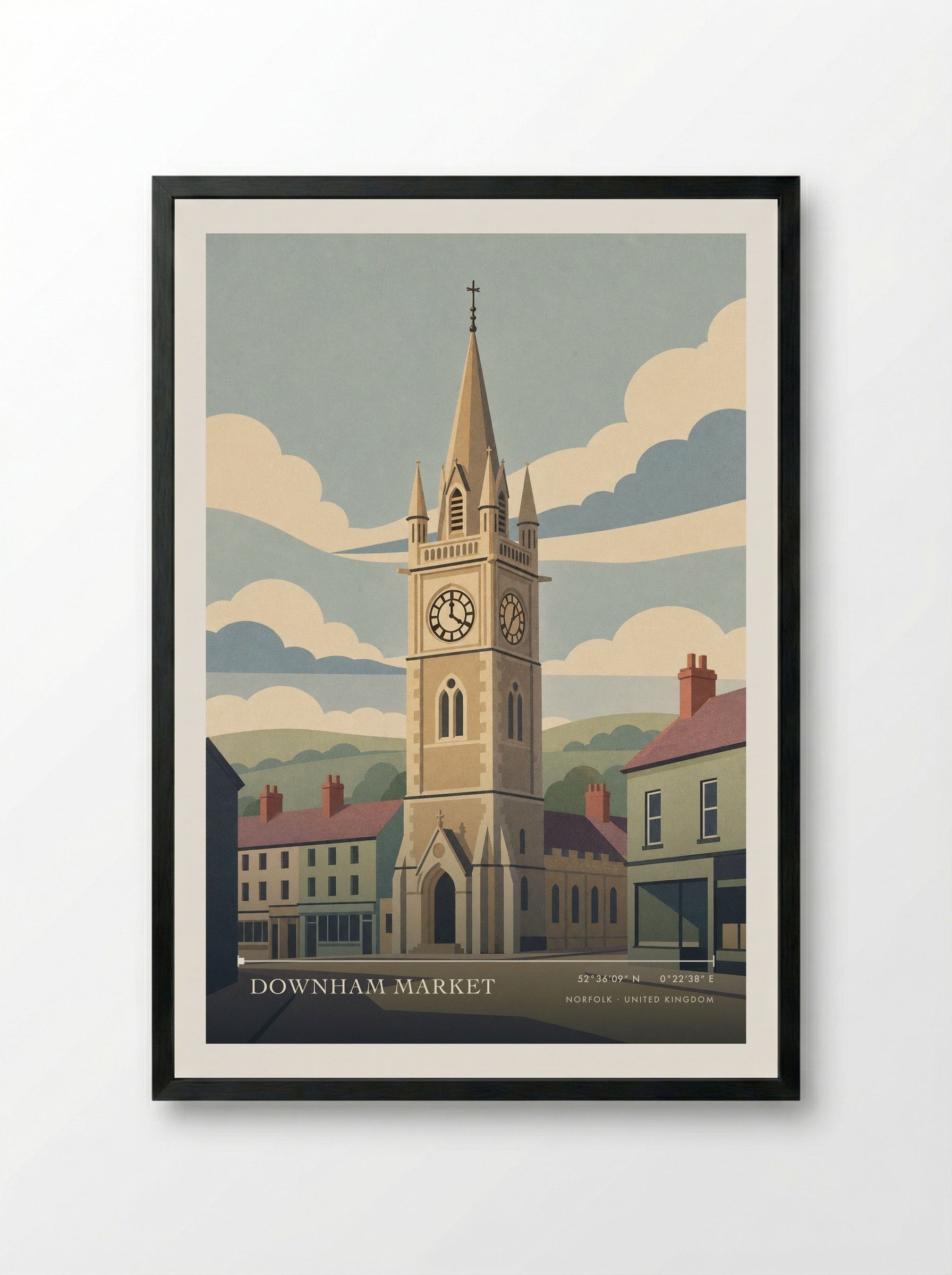 Downham Market Norfolk United Kingdom Travel Poster - Framed Print Black