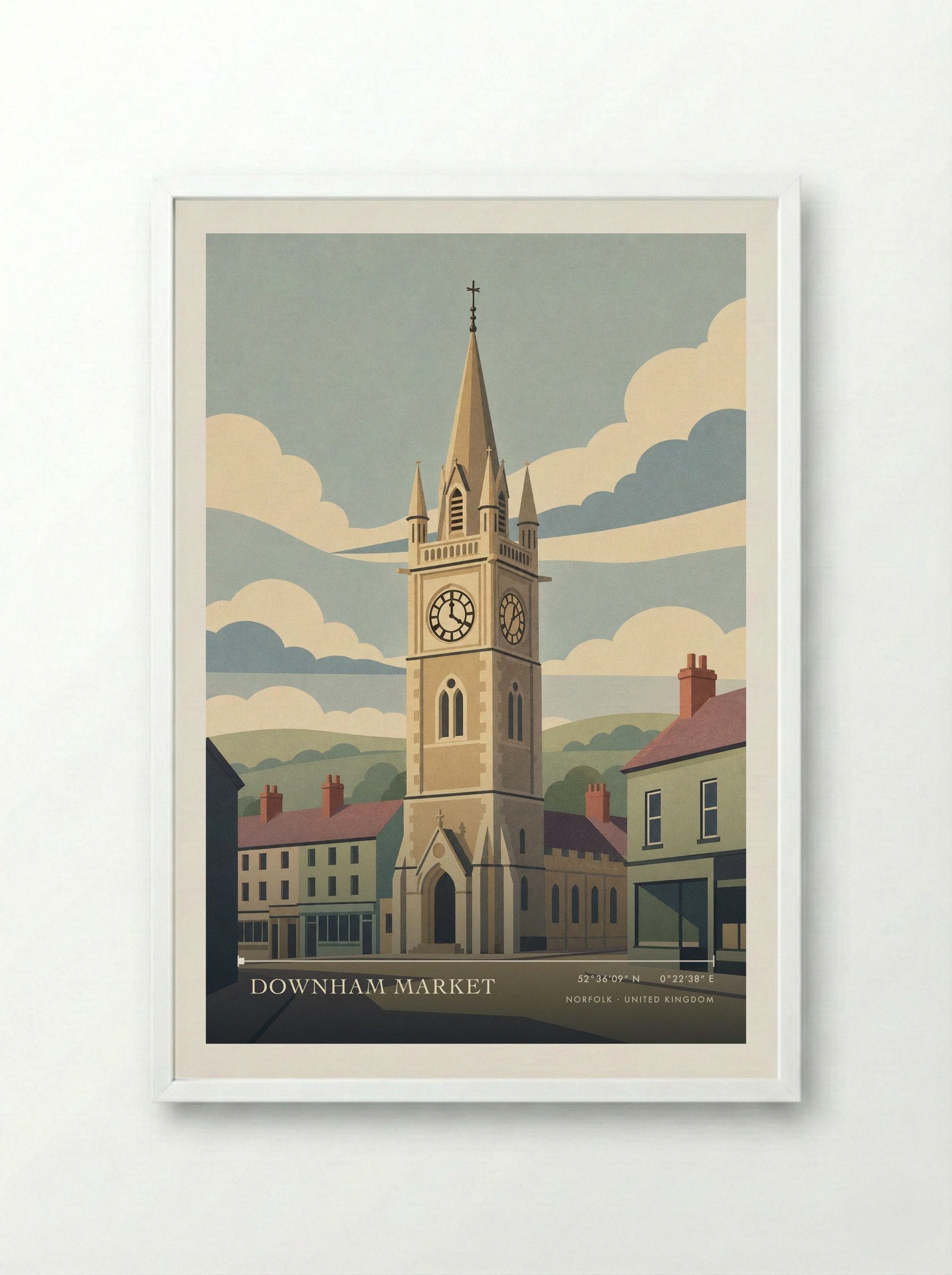 Downham Market Norfolk United Kingdom Travel Poster - Framed Print White