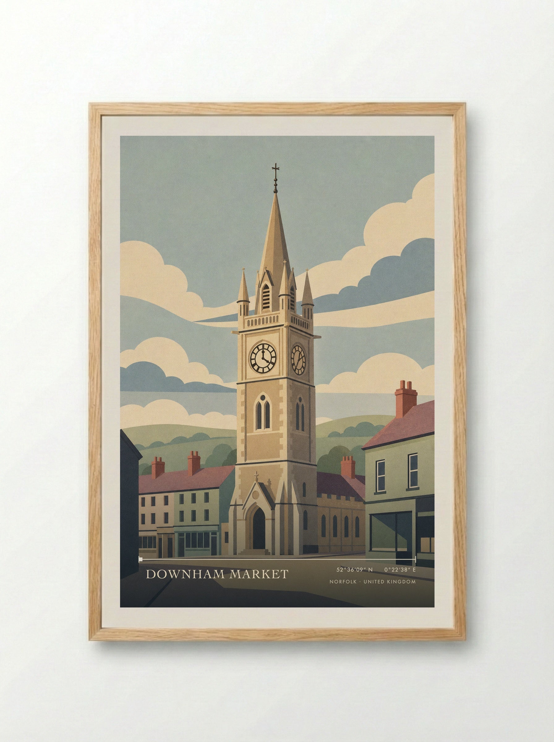 Downham Market Norfolk United Kingdom Travel Poster - Framed Print Wood