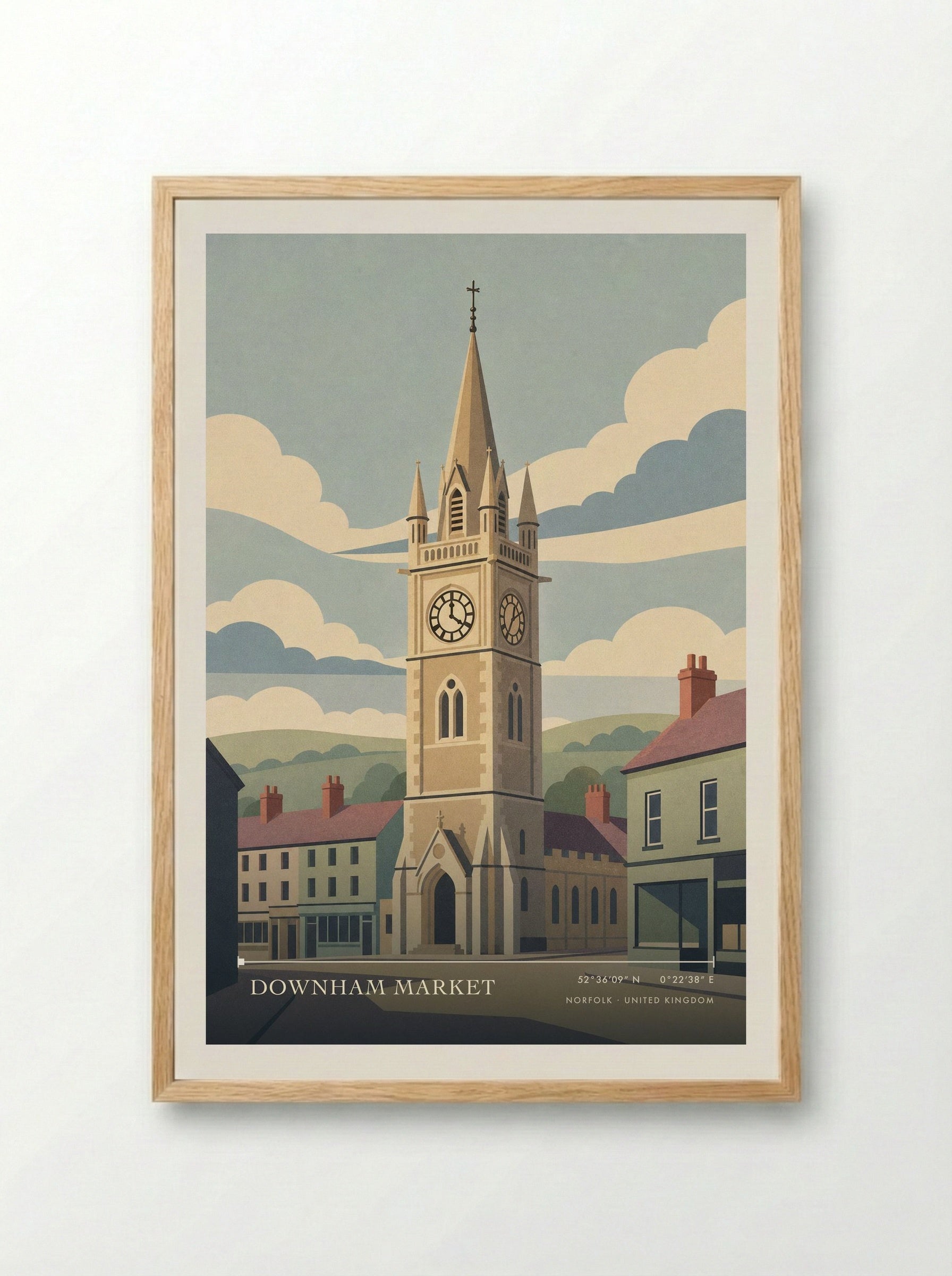 Downham Market Norfolk United Kingdom Travel Poster - Framed Print Wood