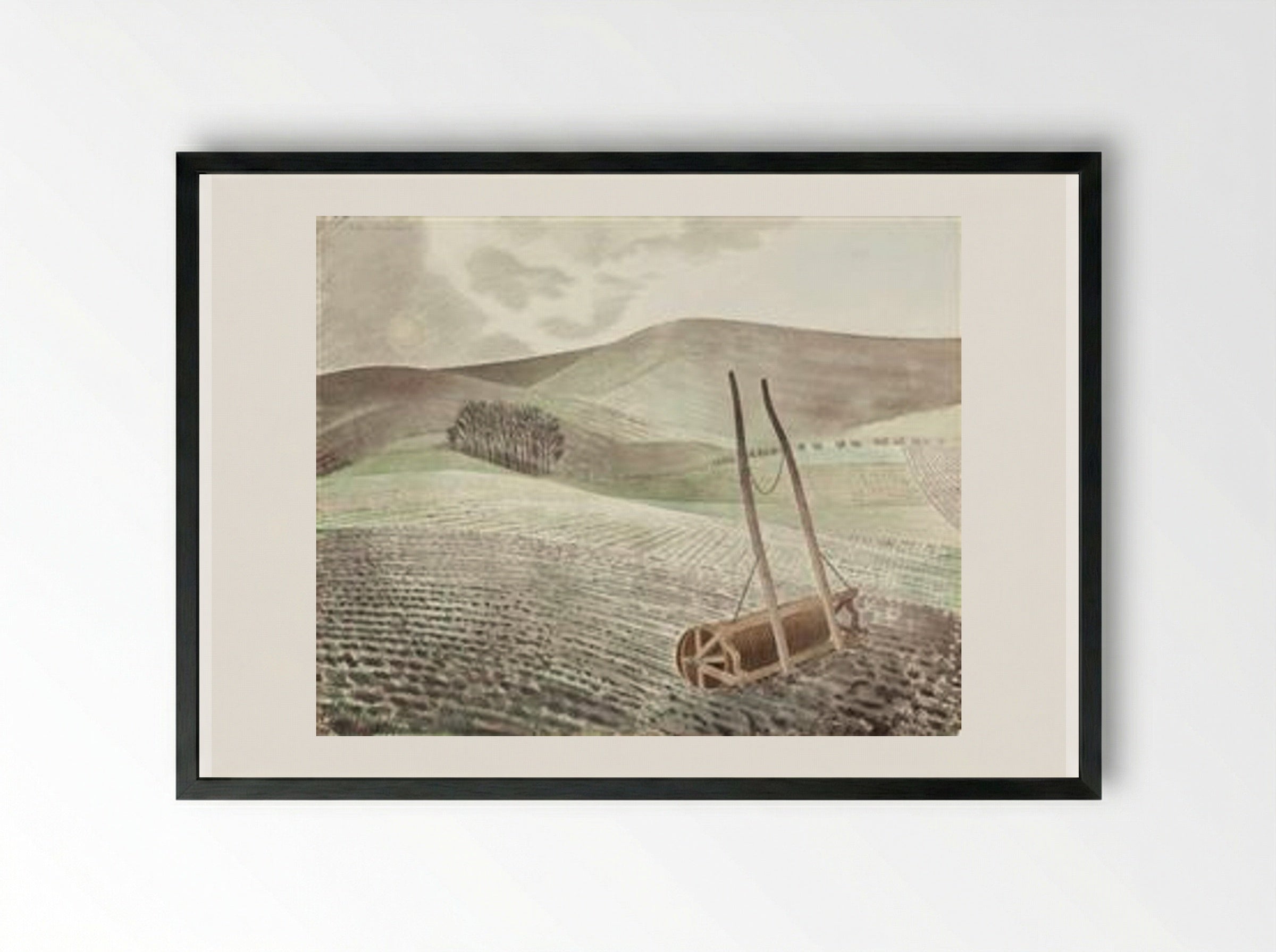 Downs in Winter - Eric Ravilious - Framed Print Black