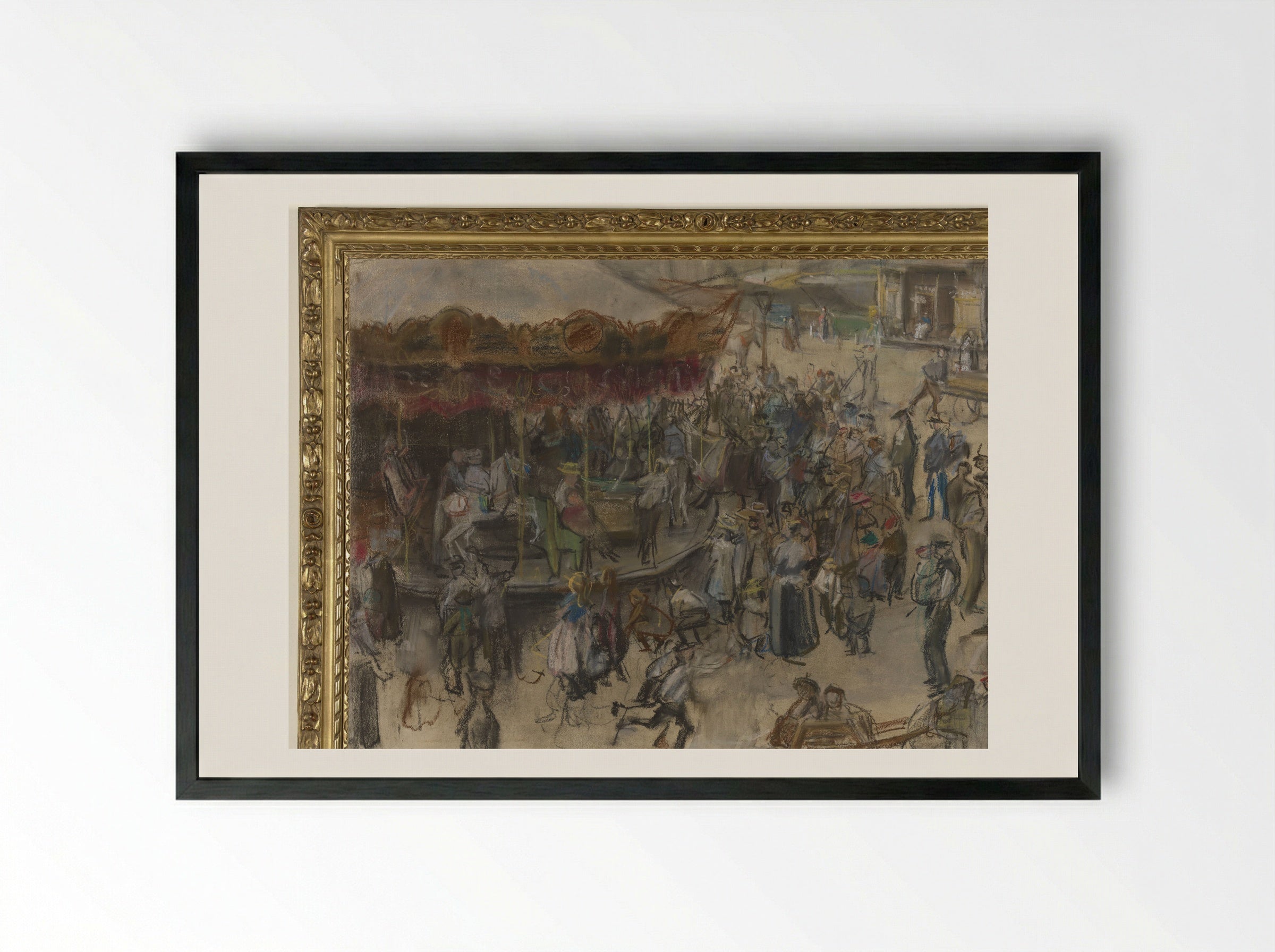 Draaimolen te Amsterdam - Isaac Israels - Framed Print Black