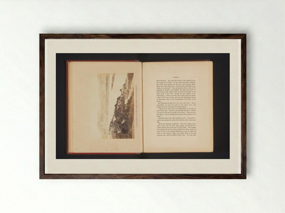 Drachenfels and the Siebengebirge, from Rolandseck - Francis Frith - Framed Print Dark Wood