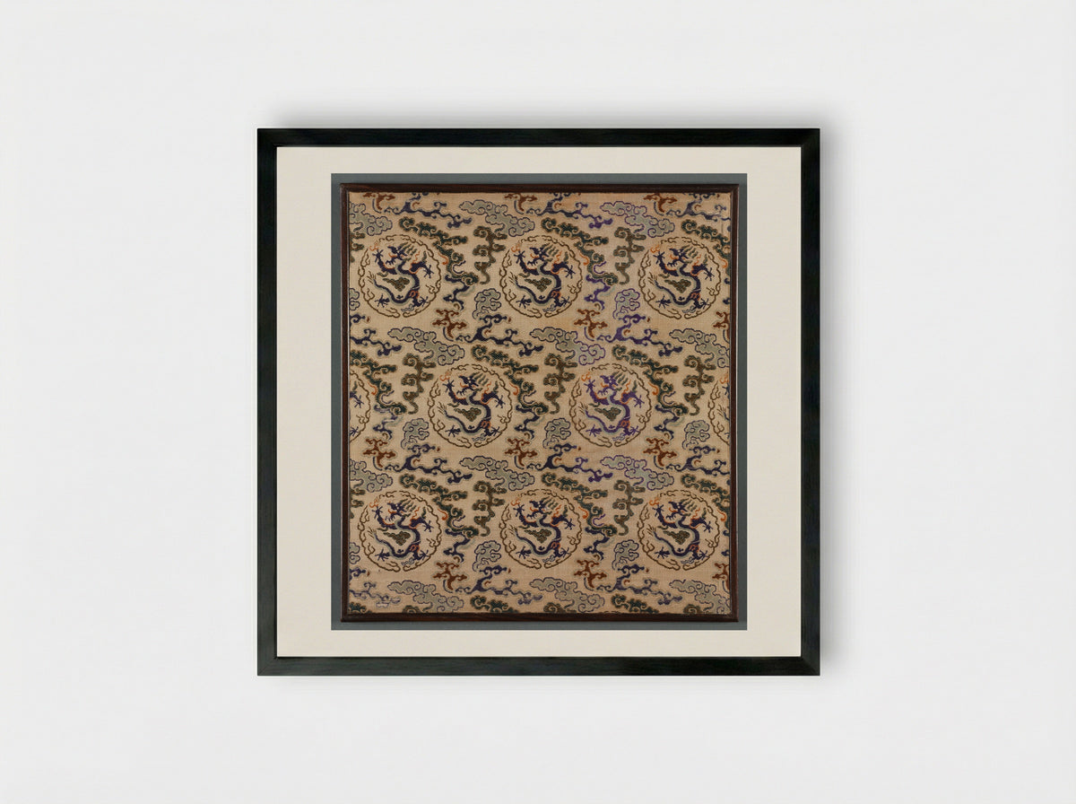 Dragon and Cloud Pattern - Wang Gai - Framed Print Black
