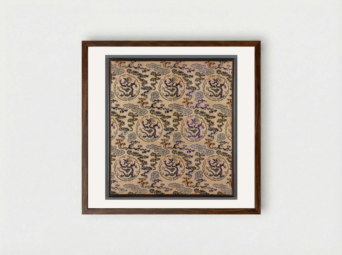 Dragon and Cloud Pattern - Wang Gai - Framed Print Dark Wood