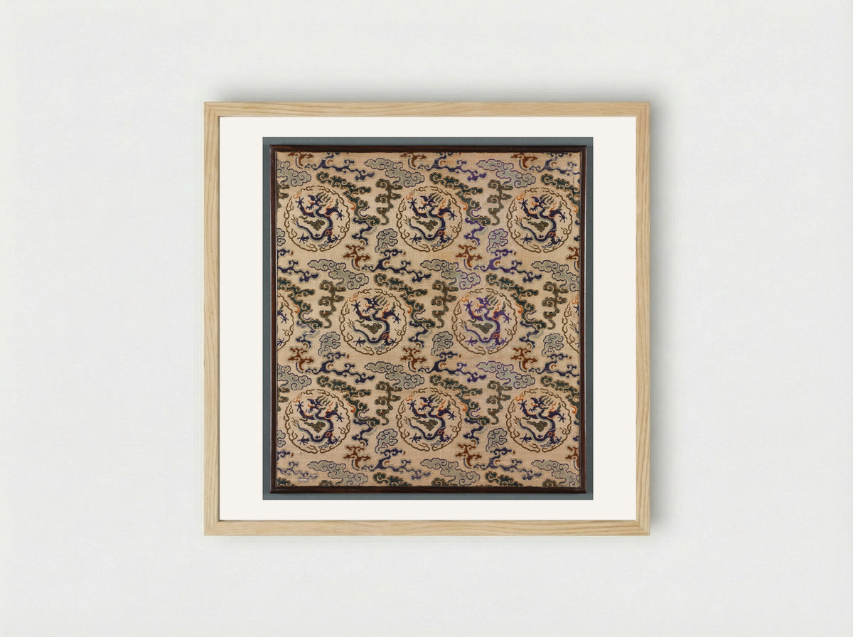 Dragon and Cloud Pattern - Wang Gai - Framed Print Wood