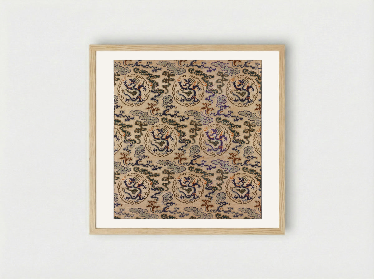 Dragon and Cloud Pattern - Wang Gai - Framed Print Wood