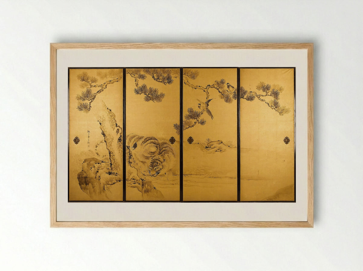 Dragon and Tiger - Kishi Ganku - Framed Print Wood