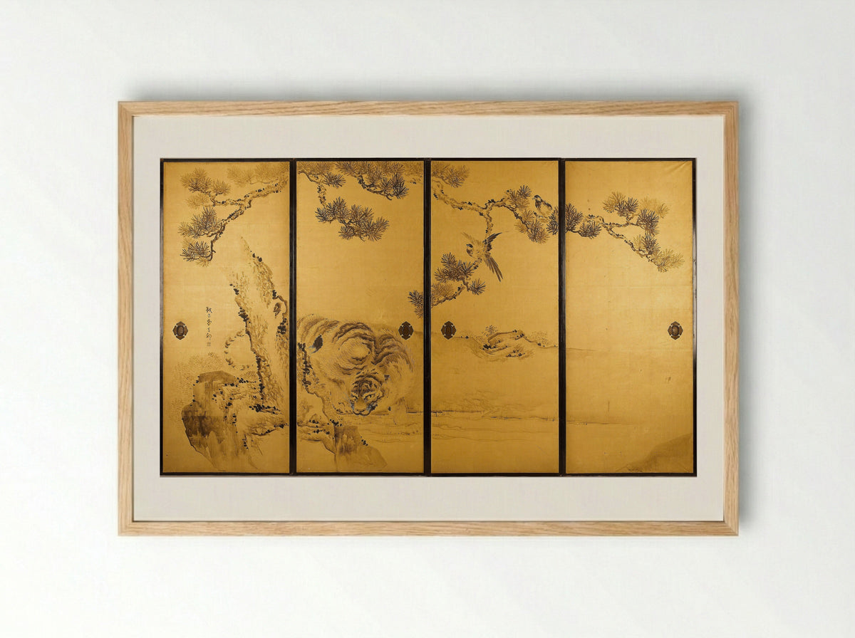 Dragon and Tiger - Kishi Ganku - Framed Print Wood
