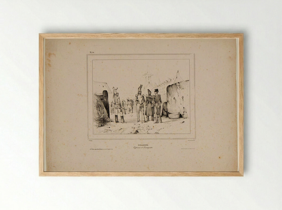 Dragoons (Officiers et Trompette) - Victor Vincent Adam - Framed Print Wood