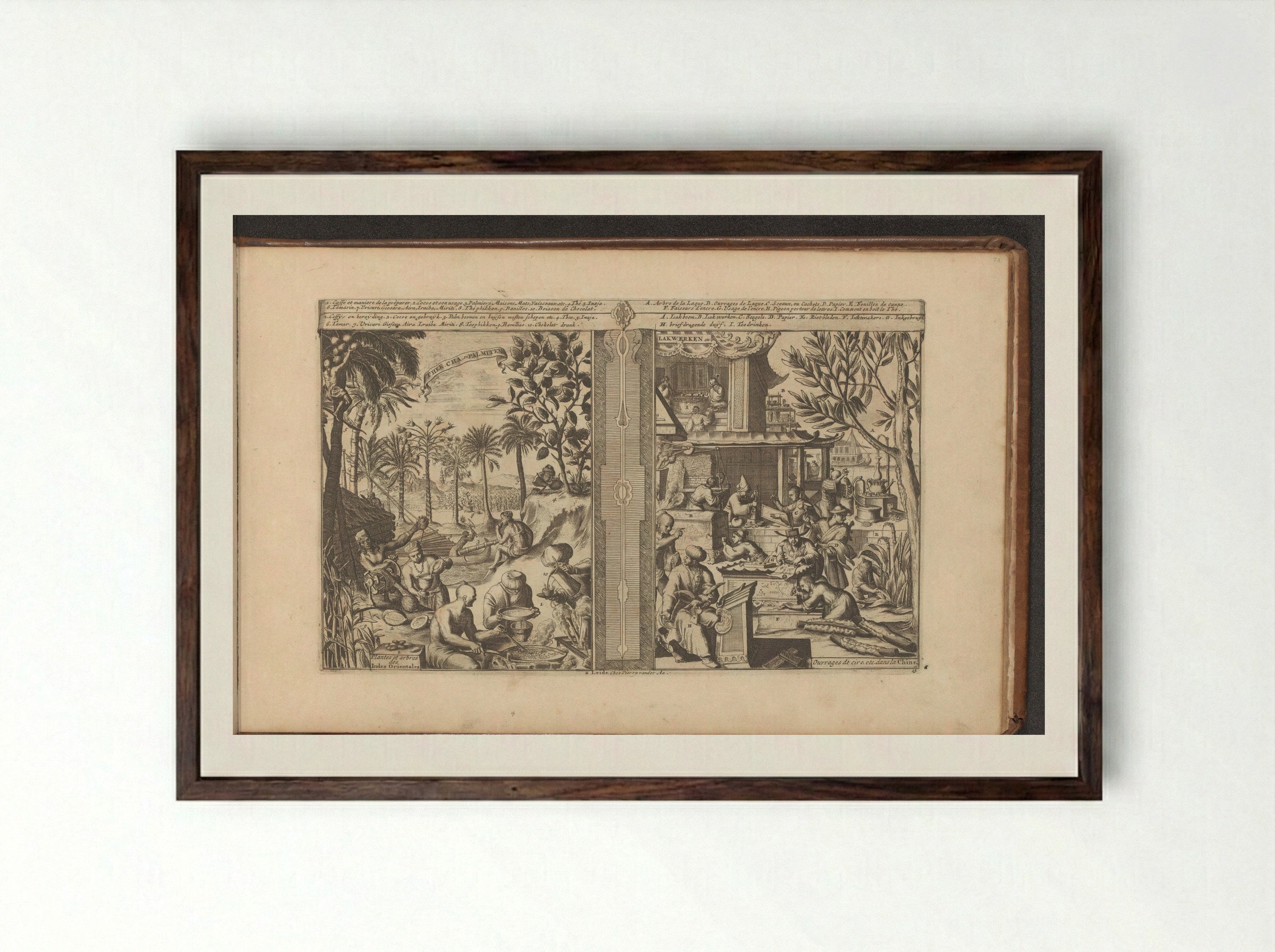 Dranken in Oost-Indië; Lakwerk en papier uit China - Romeyn de Hooghe - Framed Print Dark Wood