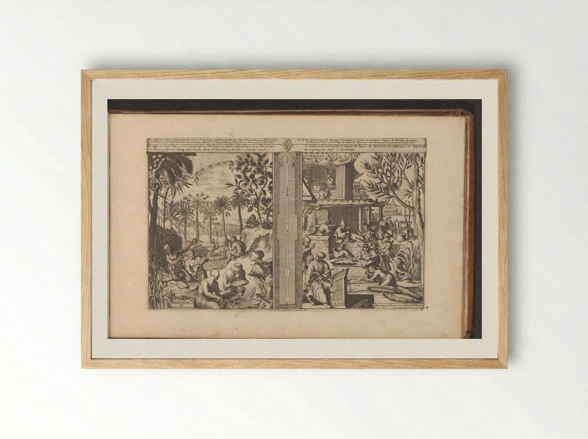 Dranken in Oost-Indië; Lakwerk en papier uit China - Romeyn de Hooghe - Framed Print Wood