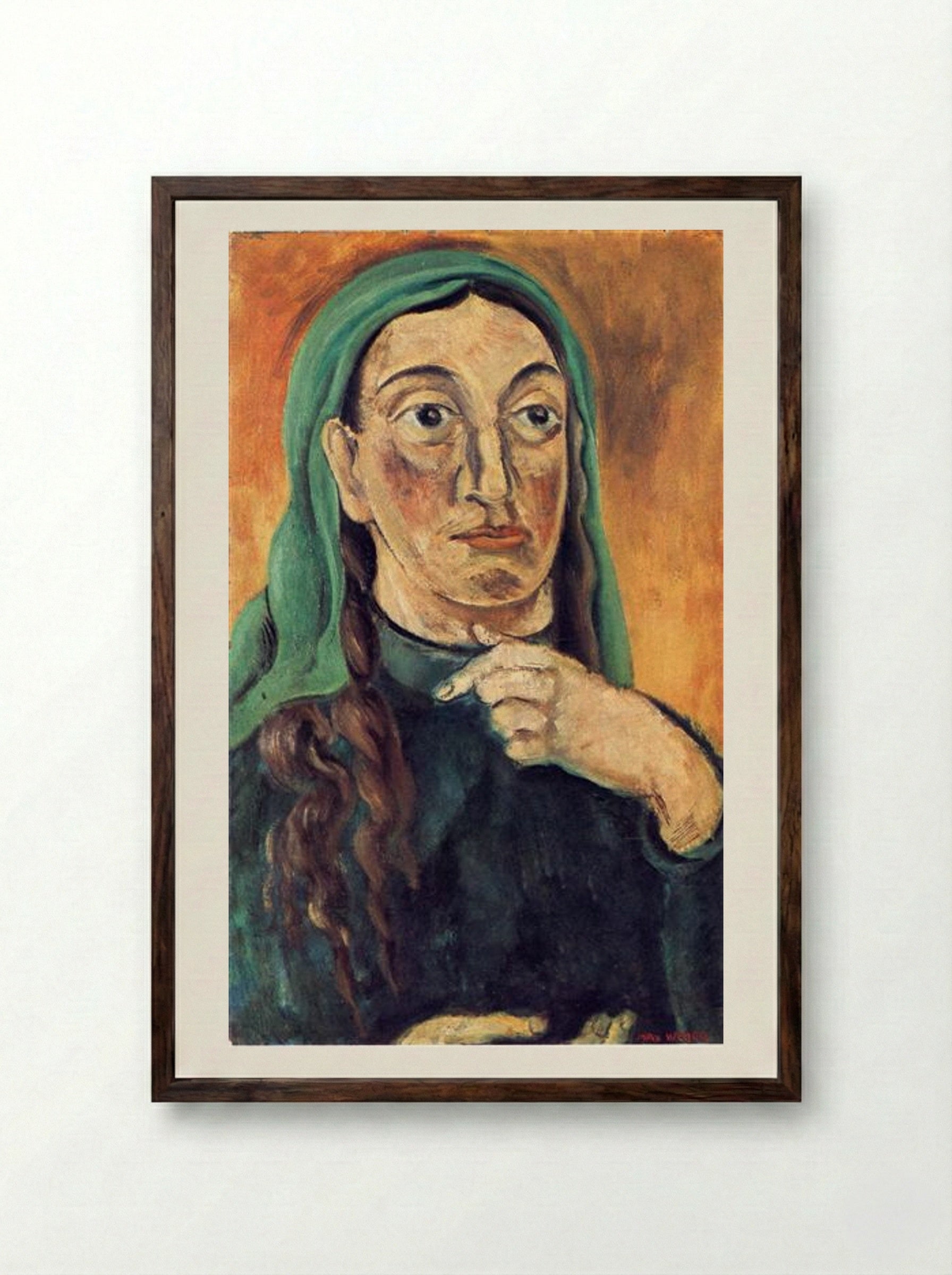 Draped Head - Max Weber - Framed Print Dark Wood