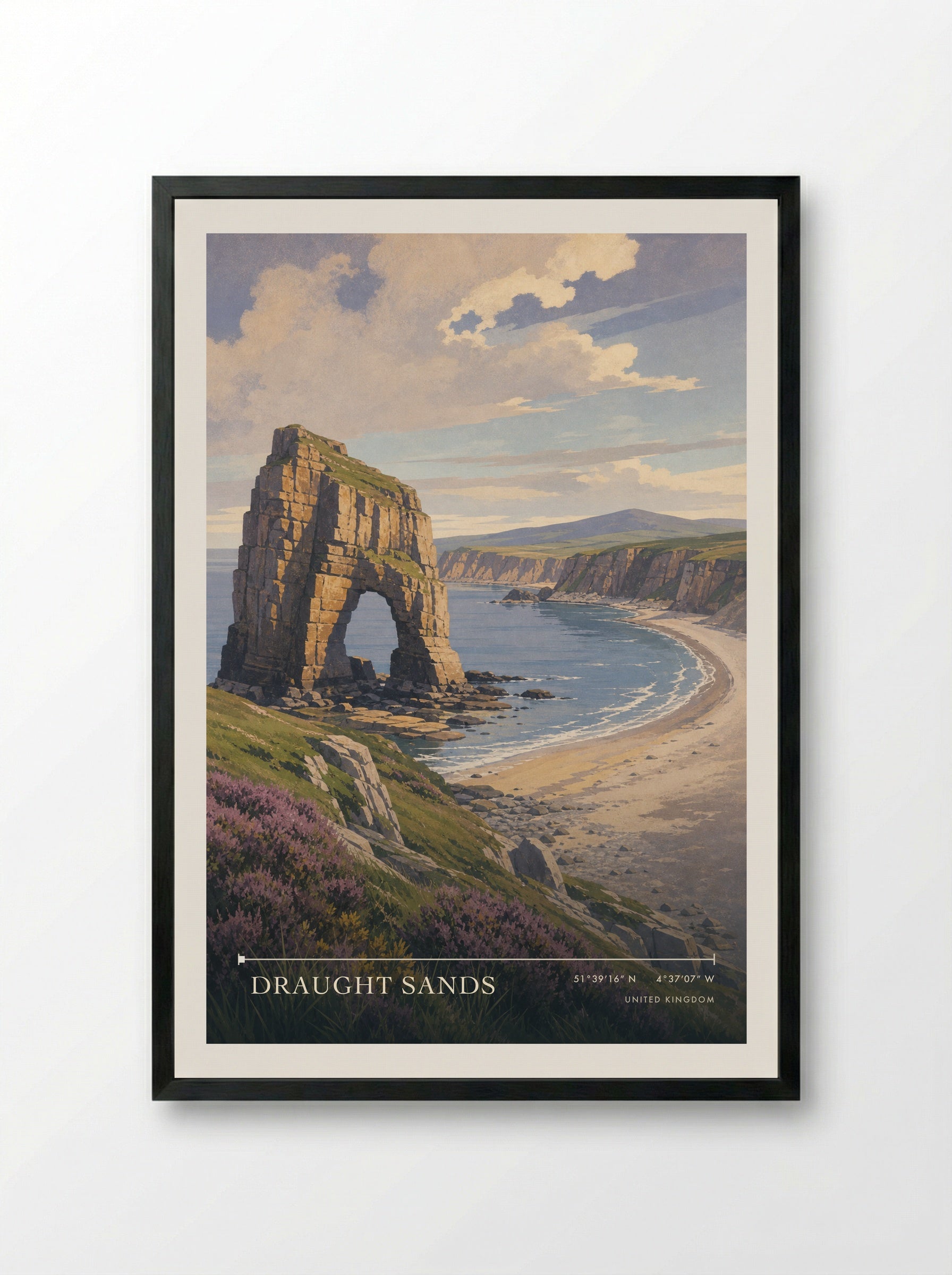 Draught Sands United Kingdom Travel Poster - Framed Print Black