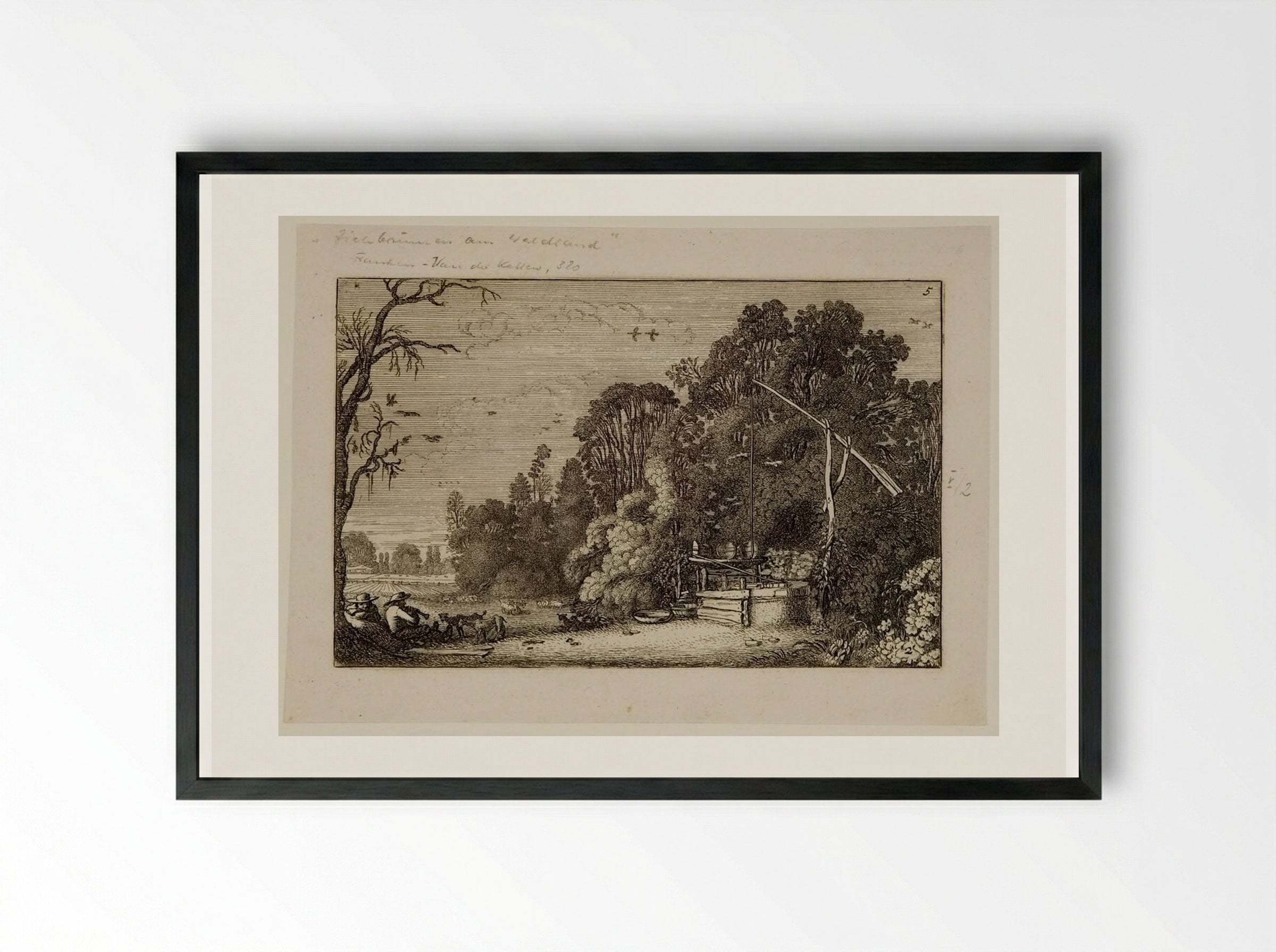 Draw-well among Trees - Jan van de Velde II - Framed Print Black