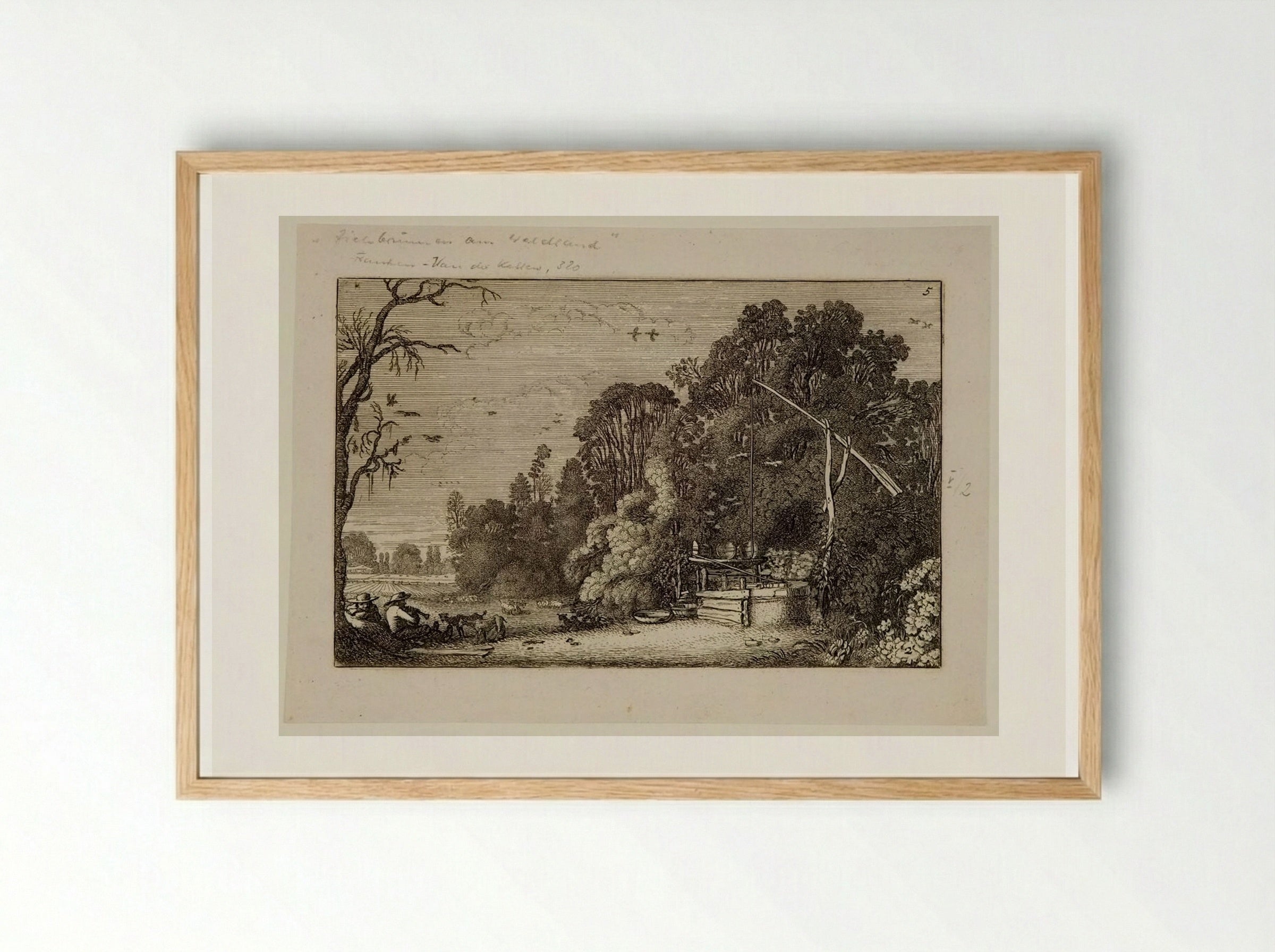 Draw-well among Trees - Jan van de Velde II - Framed Print Wood