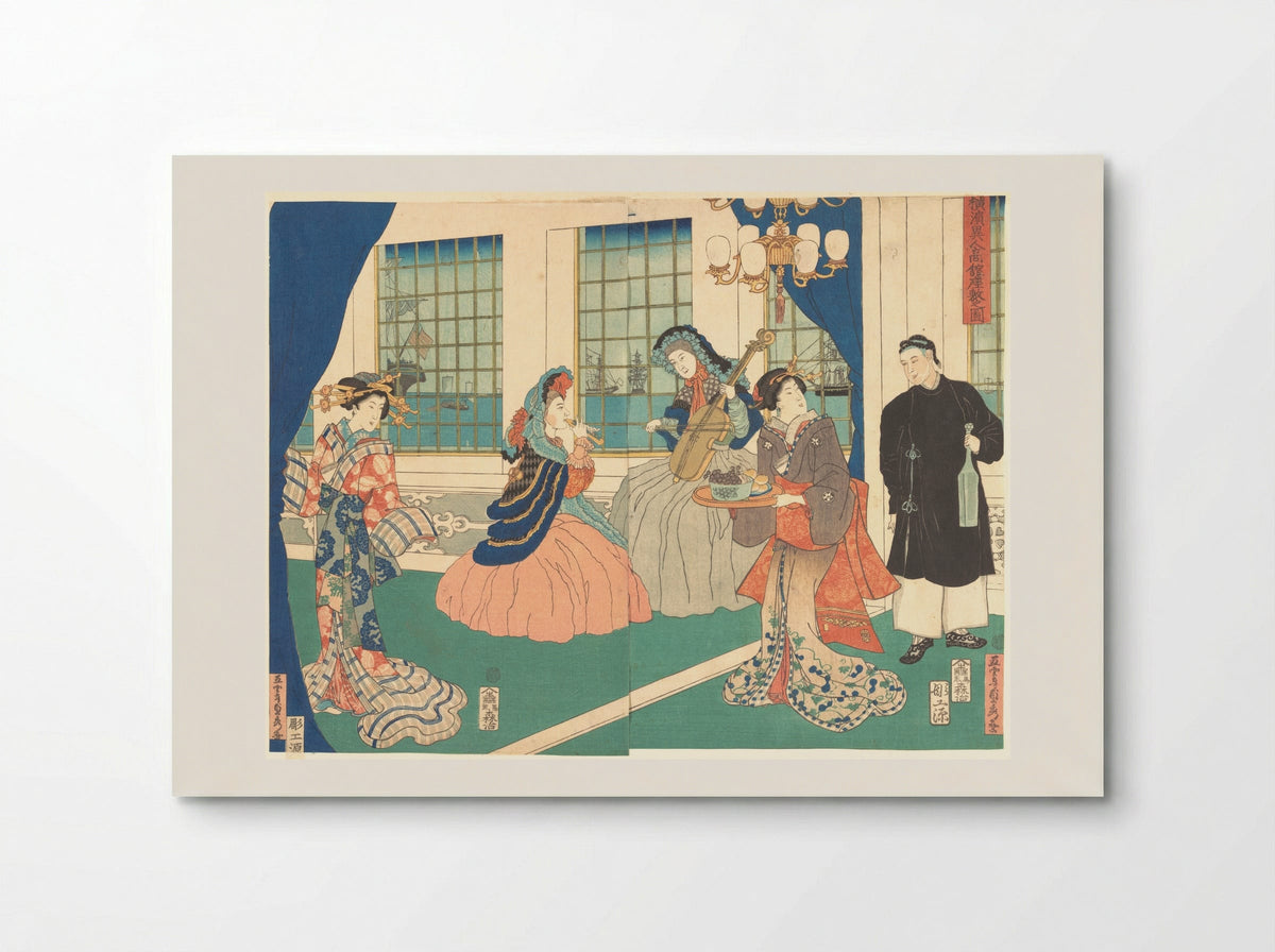 Drawing Room of a Foreign Business Establishment in Yokohama - Utagawa Sadahide - Poster