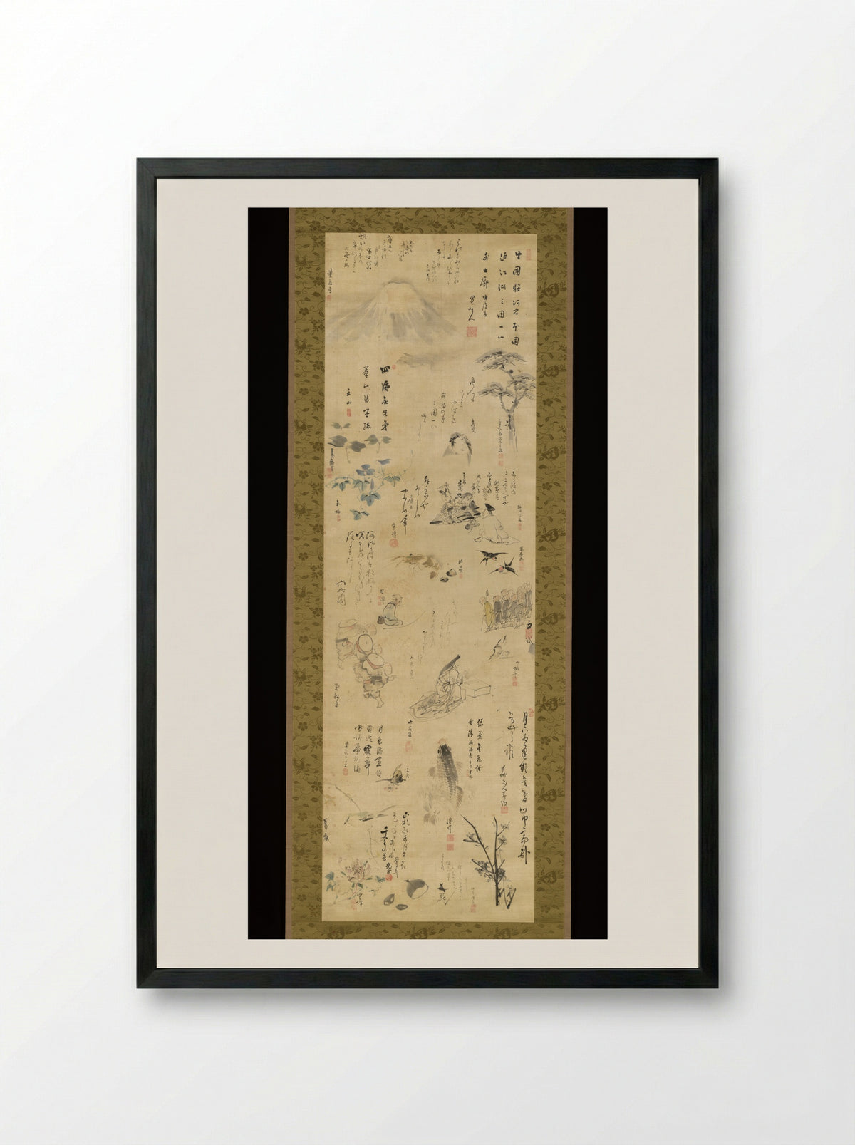 Drawings and Poems by Various Artists - Ōta Nanpo - Framed Print Black