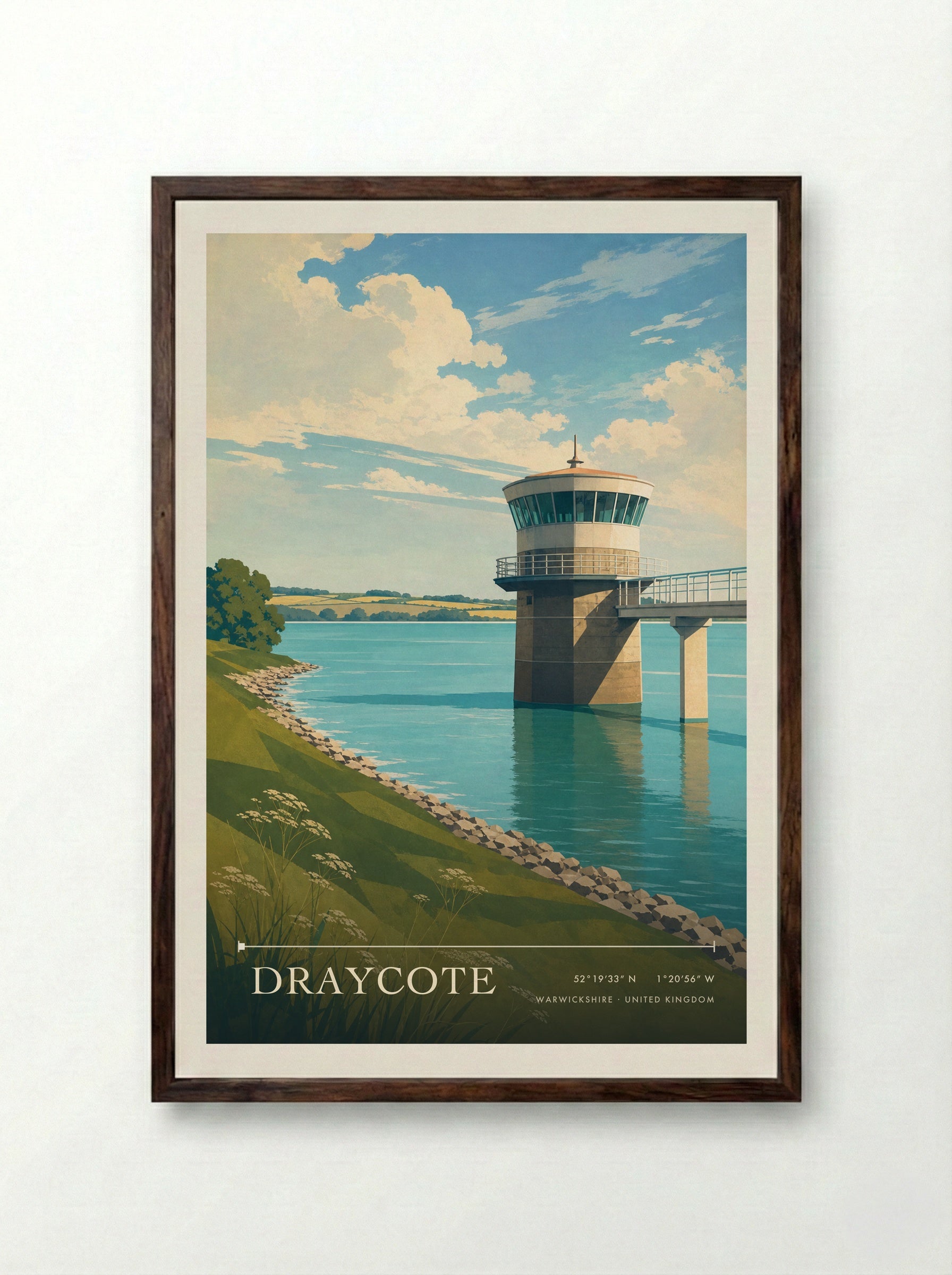 Draycote Warwickshire United Kingdom Travel Poster - Framed Print Dark Wood
