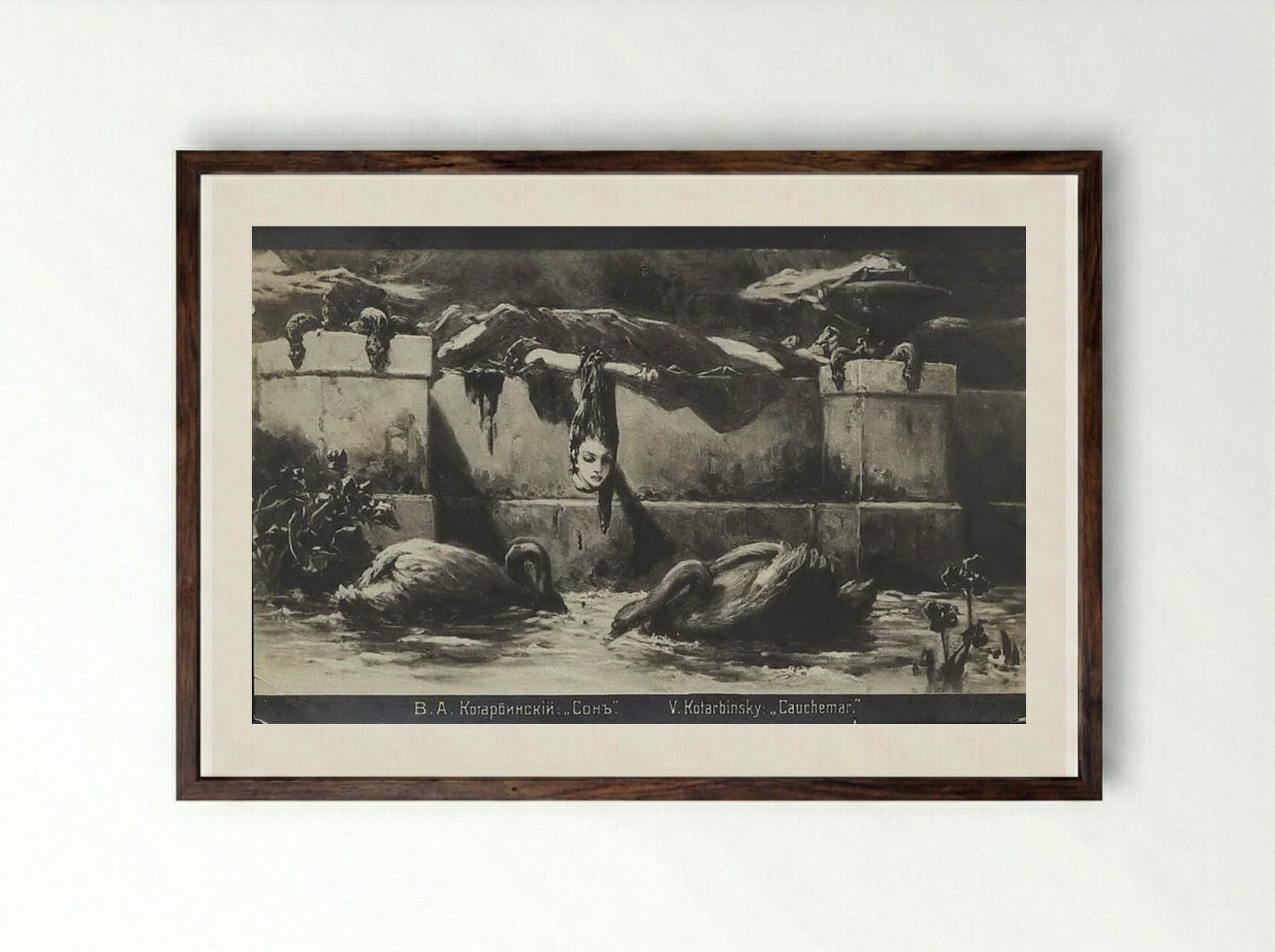 Dream (Cauchemar) - Wilhelm Kotarbinski - Framed Print Dark Wood