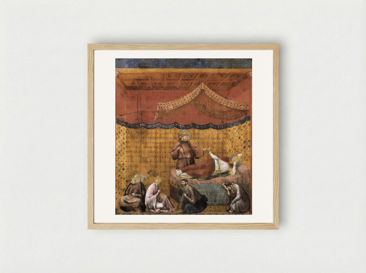 Dream of St. Gregory - Giotto di Bondone - Framed Print Wood