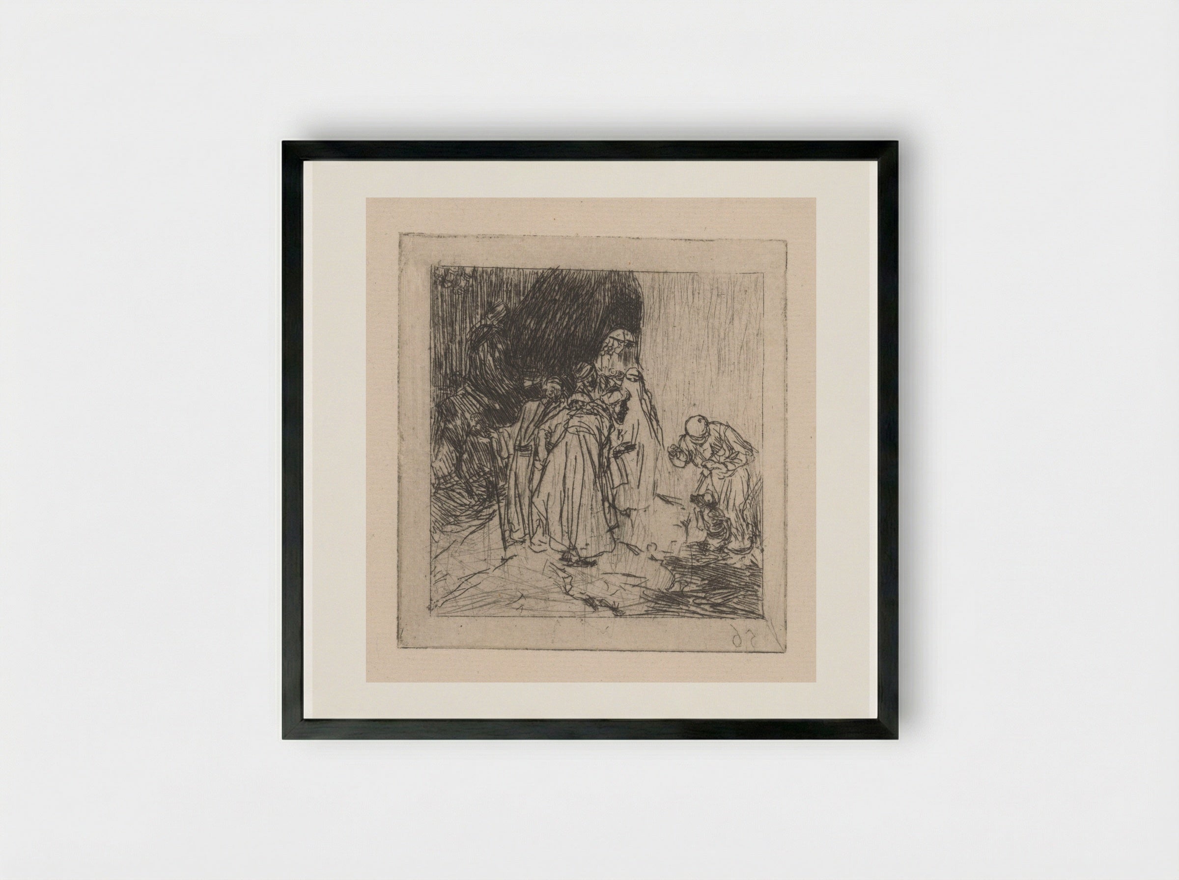 Dresseur met gedresseerde aap - Marius Bauer - Framed Print Black