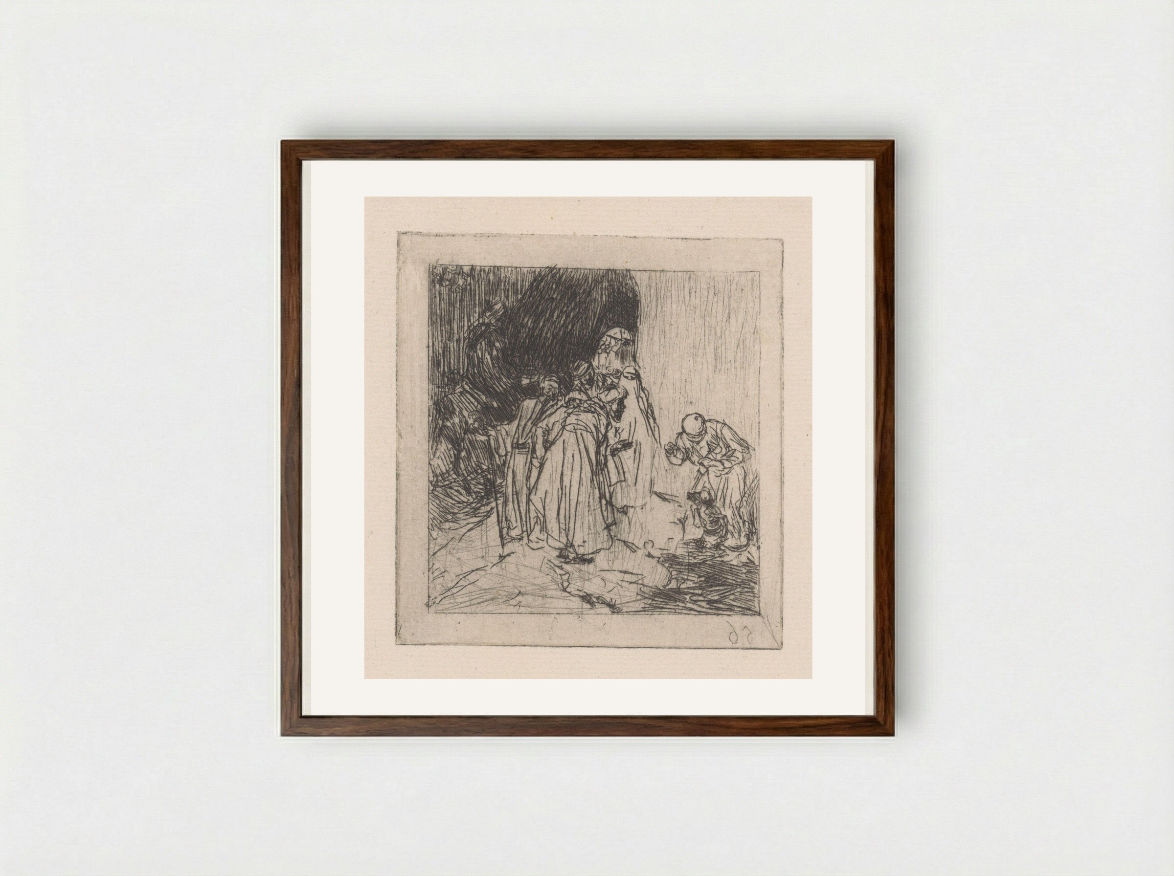 Dresseur met gedresseerde aap - Marius Bauer - Framed Print Dark Wood