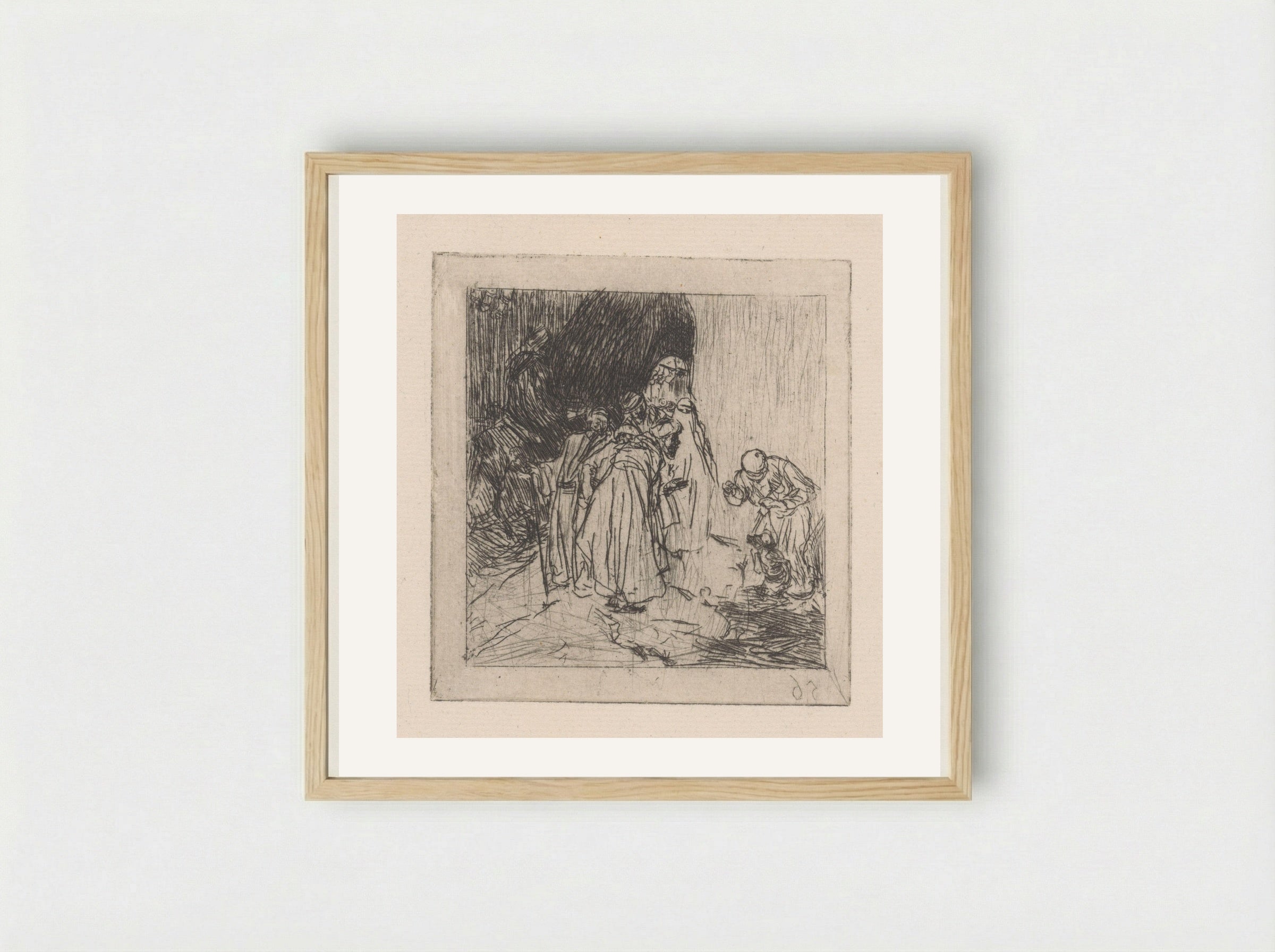 Dresseur met gedresseerde aap - Marius Bauer - Framed Print Wood