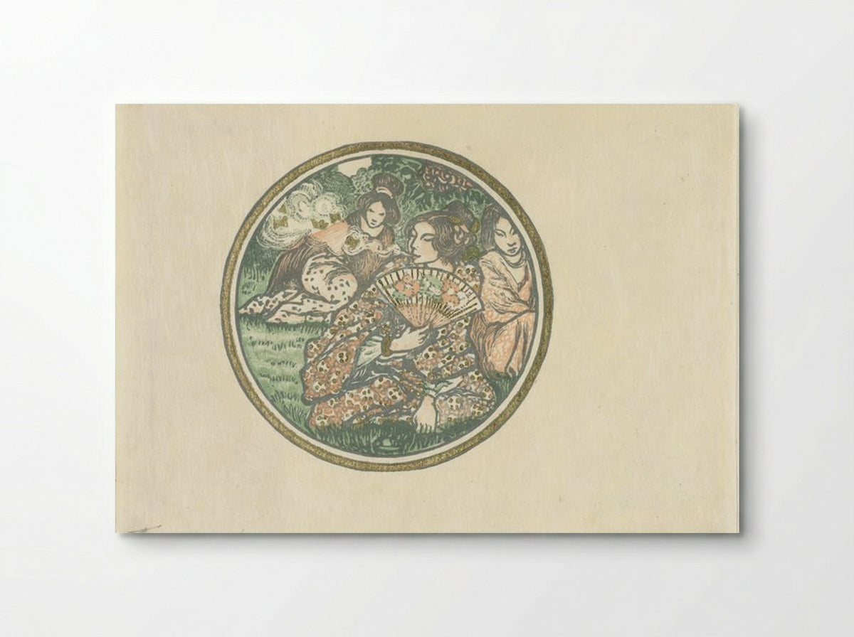 Drie Japanse vrouwen in een tuin - Lucien Pissarro - Poster