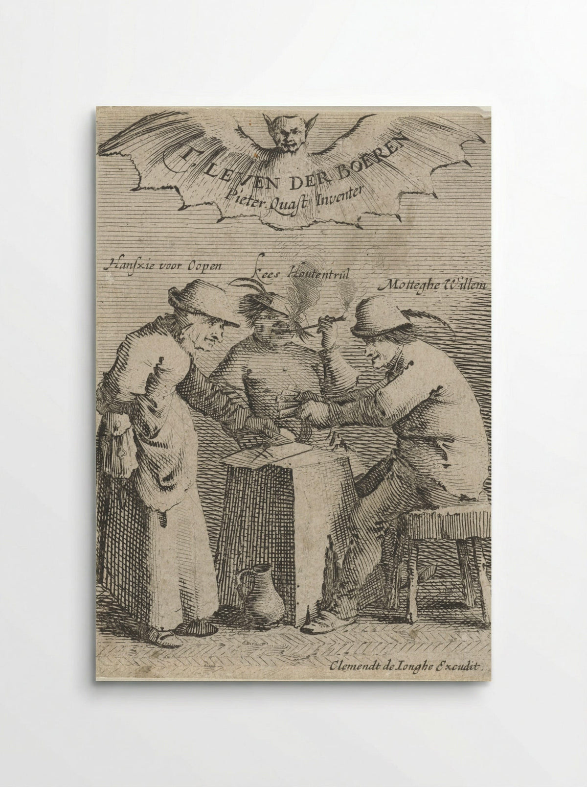 Drie boeren spelen een kaartspel - Salomon Savery - Poster