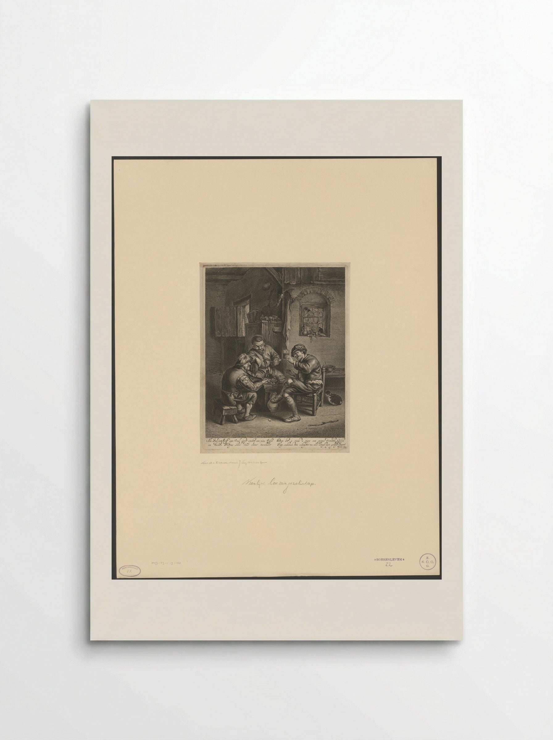 Drie boeren zittend rond een bankje - Jonas Suyderhoef - Poster