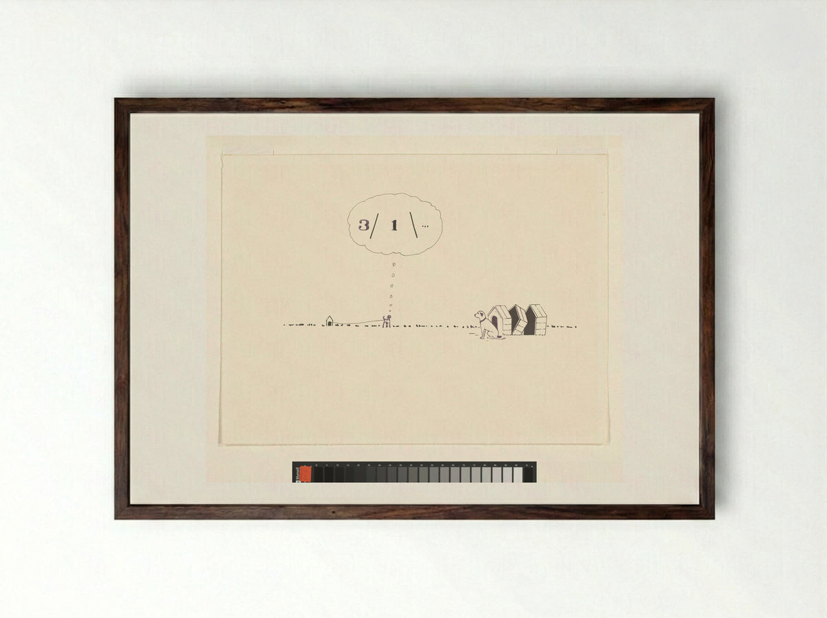 Drie delen door één - Michiel Hertroys - Framed Print Dark Wood