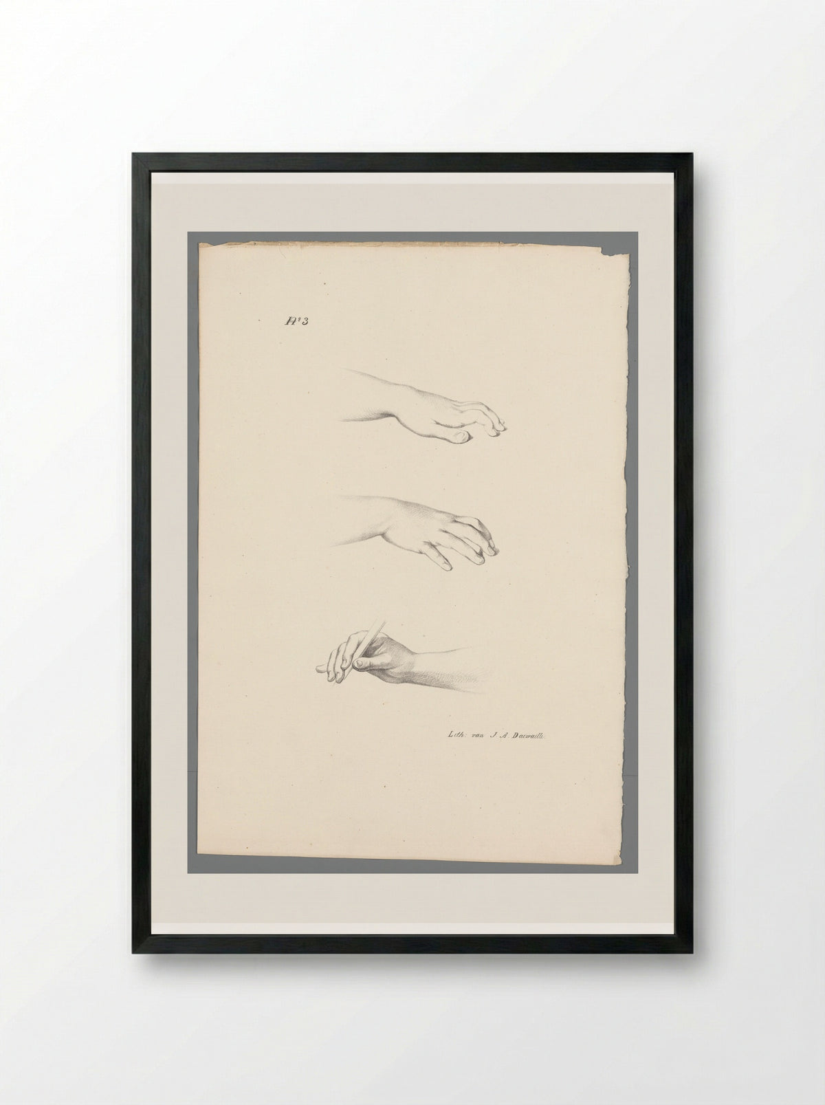 Drie handen (Three Hands) - Jean Augustin Daiwaille - Framed Print Black