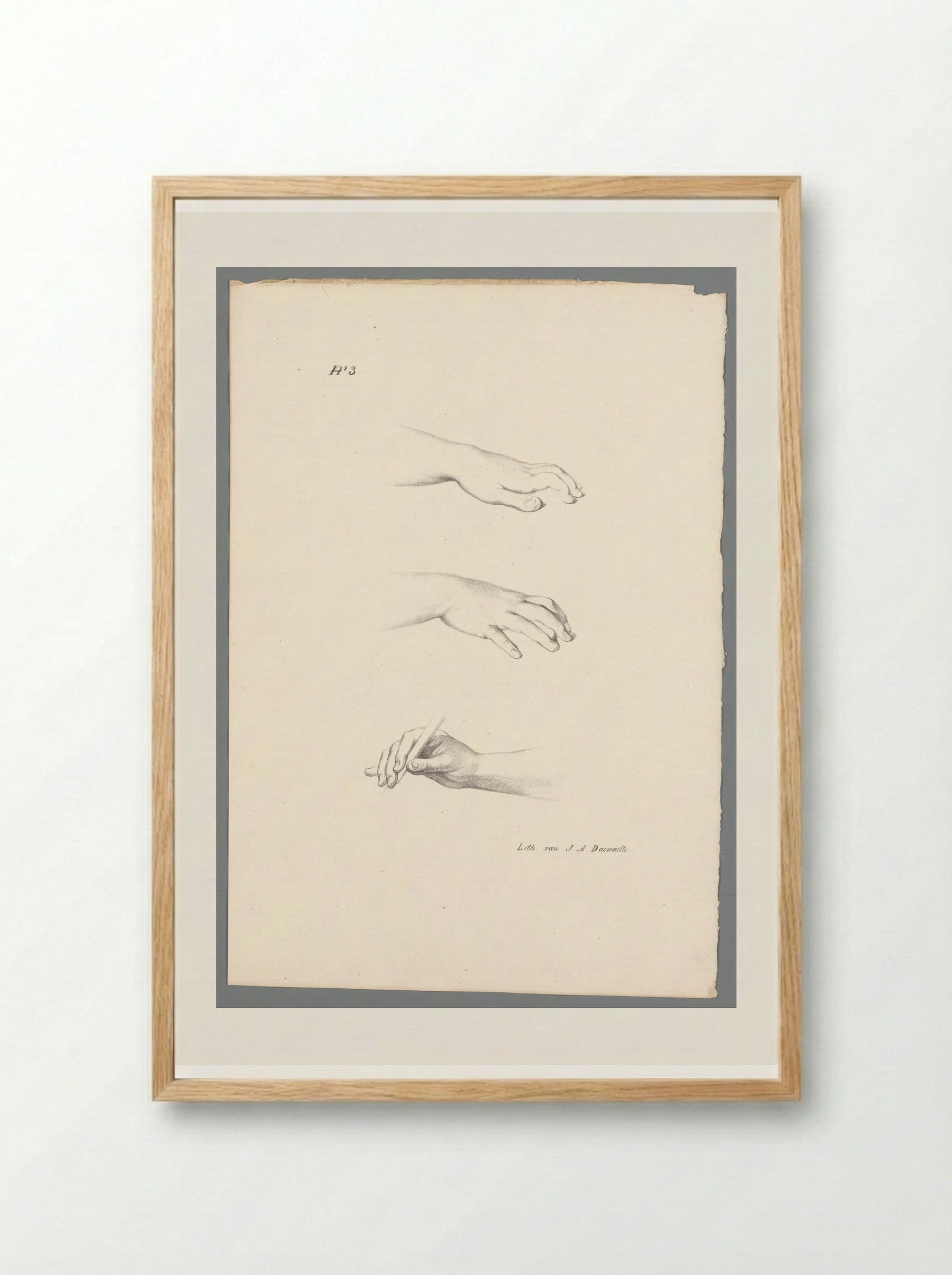 Drie handen (Three Hands) - Jean Augustin Daiwaille - Framed Print Wood