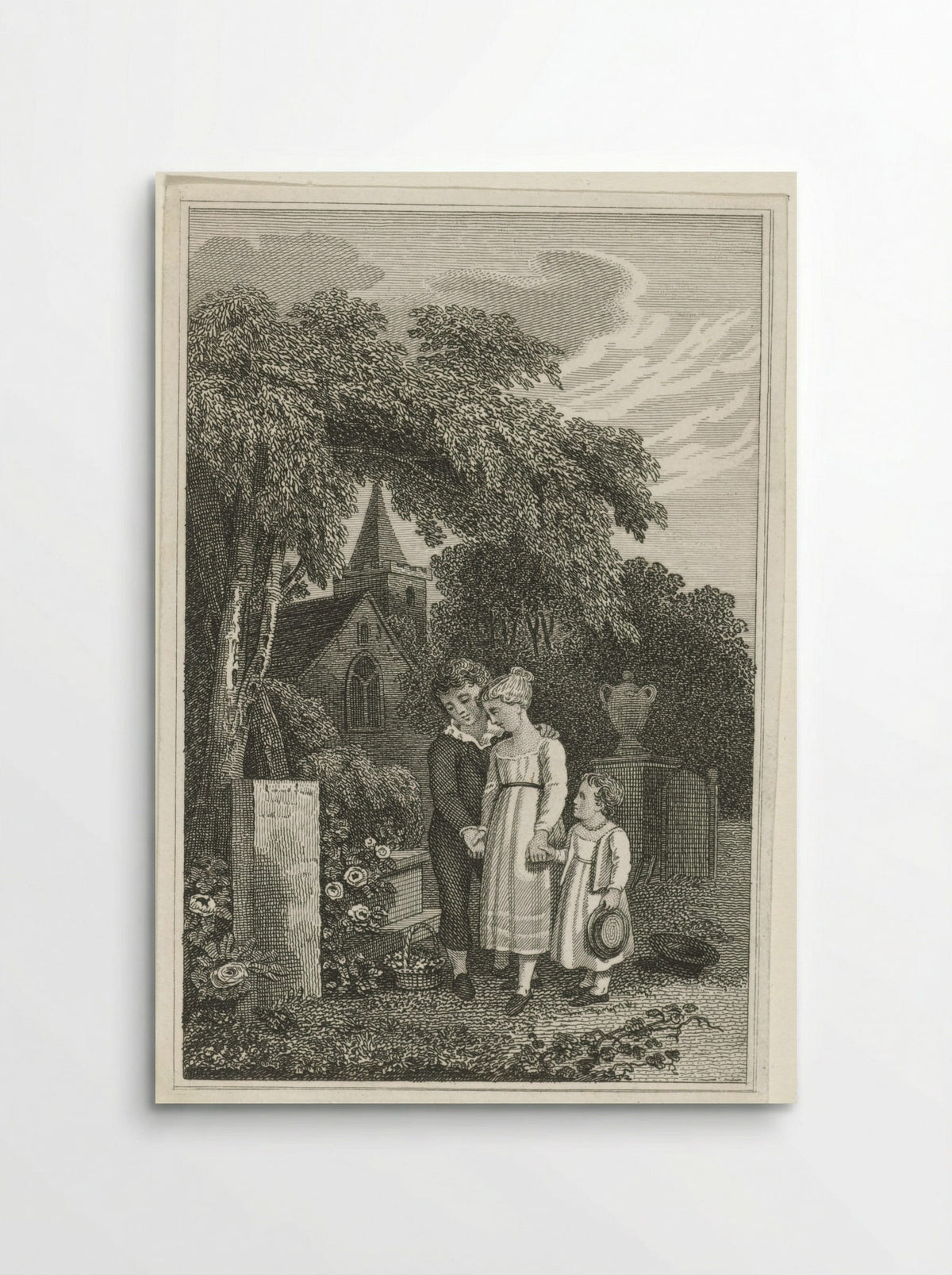 Drie kinderen bij het graf van hun moeder - Pieter van der Meulen - Poster