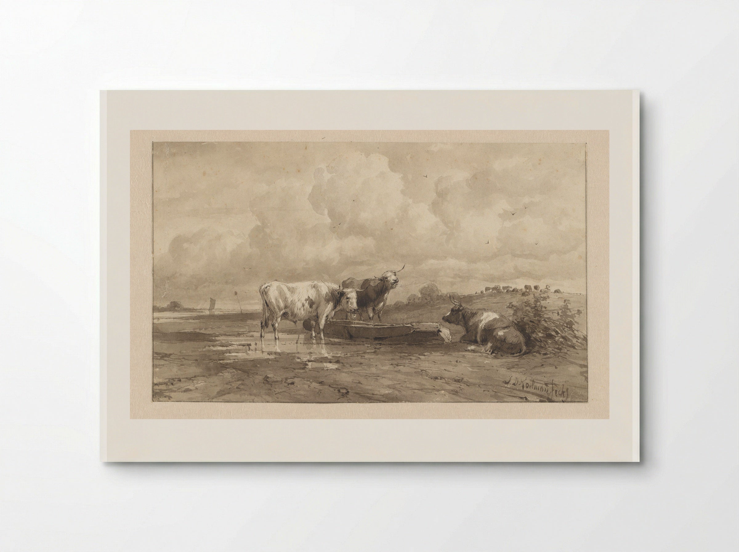 Drie koeien in een weiland - Johan Daniël Koelman - Poster