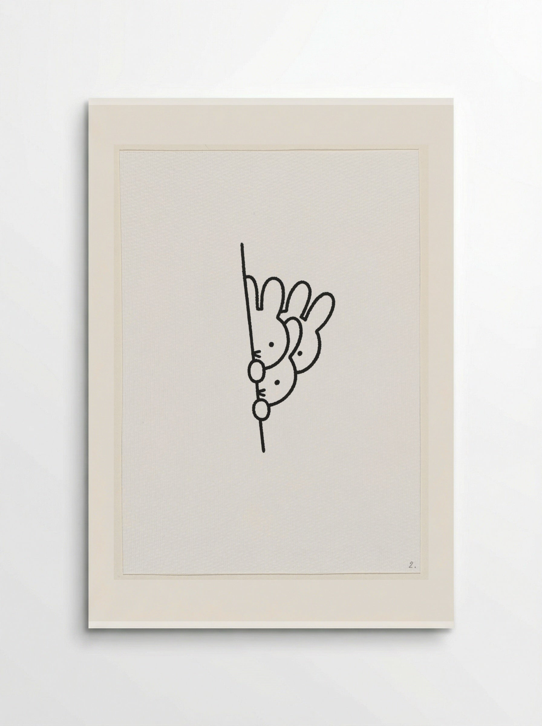 Drie konijnenhoofden achter muur - Dick Bruna - Poster