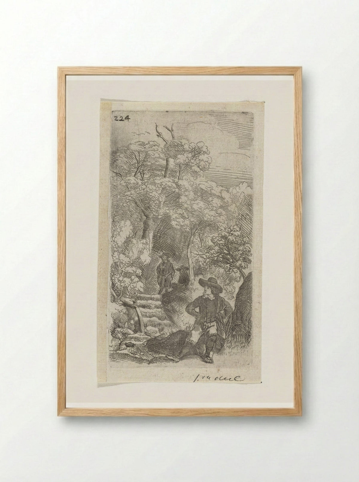 Drie mannen in een tuin - Samuel van Hoogstraten - Framed Print Wood