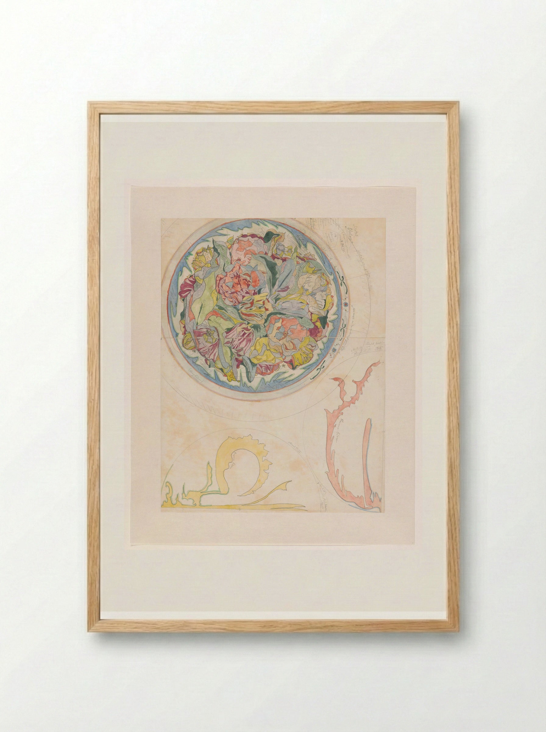 Drie ontwerpen voor aardewerkdecoratie voor schotel - Theo Colenbrander - Framed Print Wood