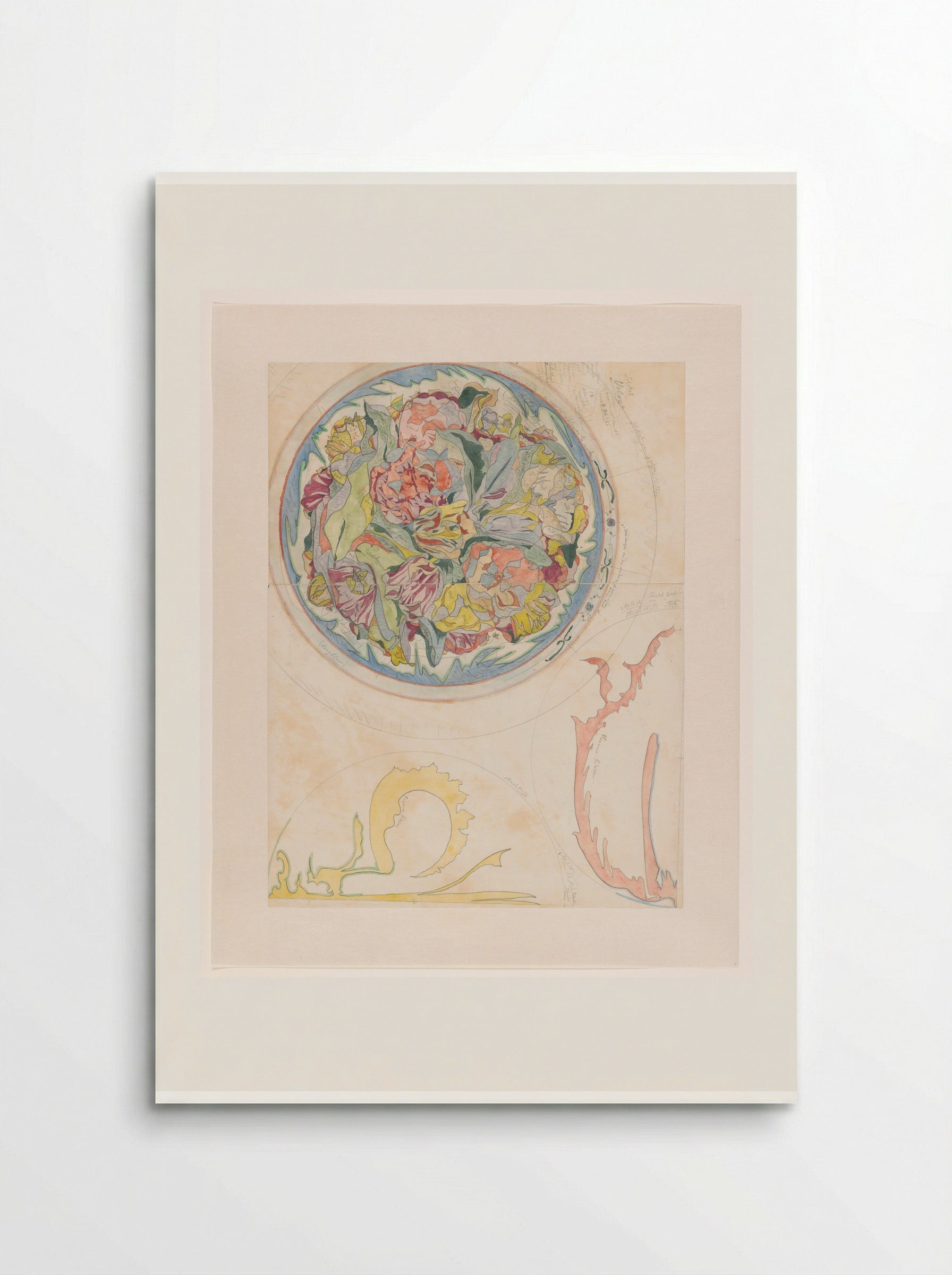 Drie ontwerpen voor aardewerkdecoratie voor schotel - Theo Colenbrander - Poster