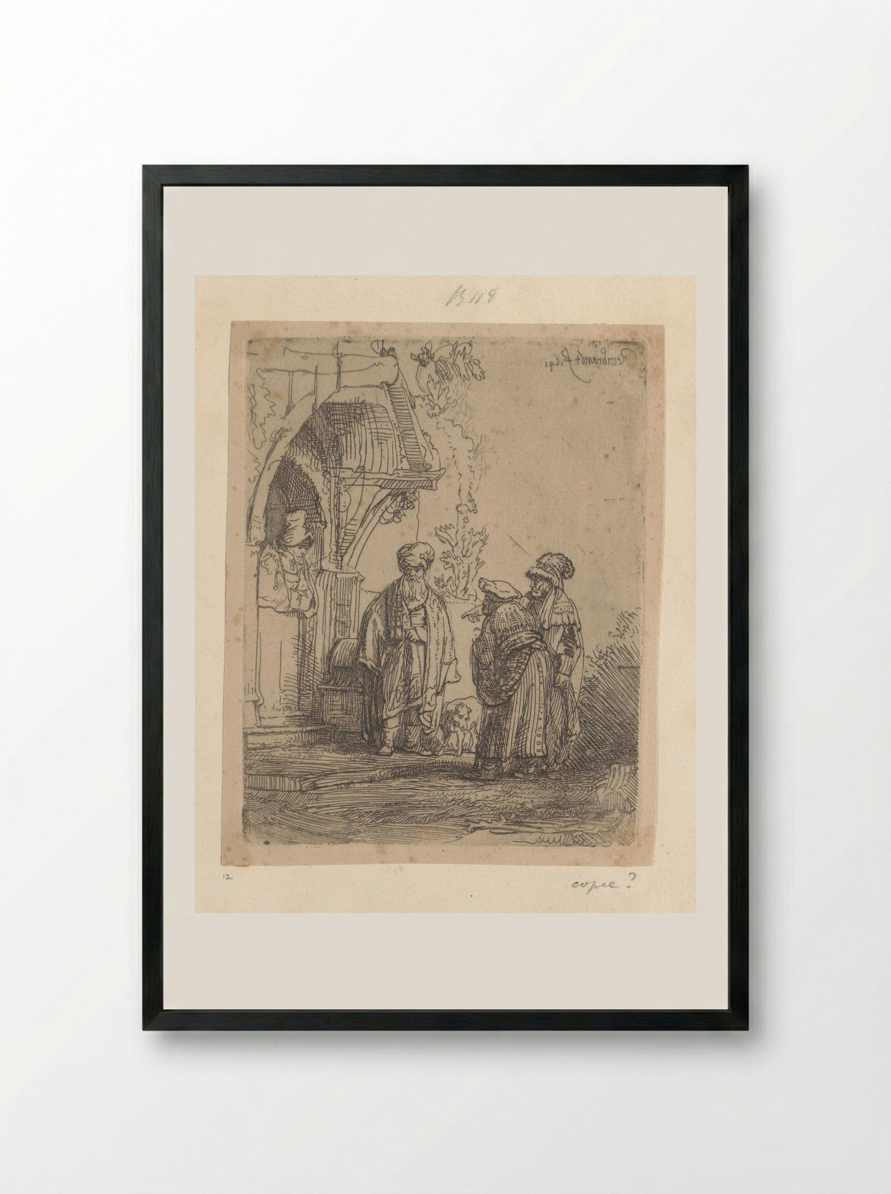 Drie oosterse figuren - Henry Louis Basan - Framed Print Black